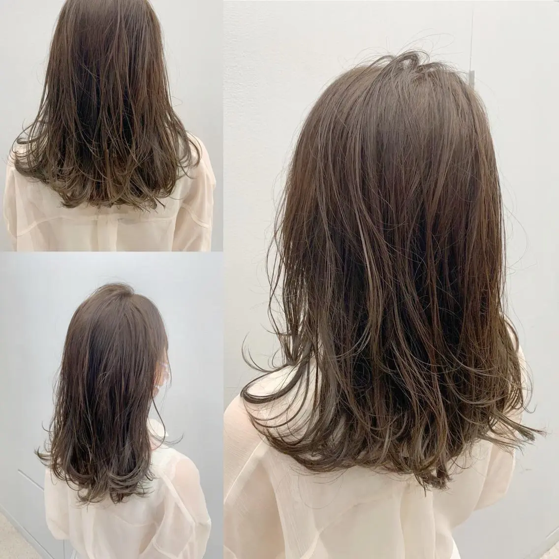 セミロング カラー ヘアアレンジ アディクシーカラー グレージュ ハイライトカラー オリーブカラー ハイライト パーマモデル募集中 ✨Ukyoのヘアスタイル