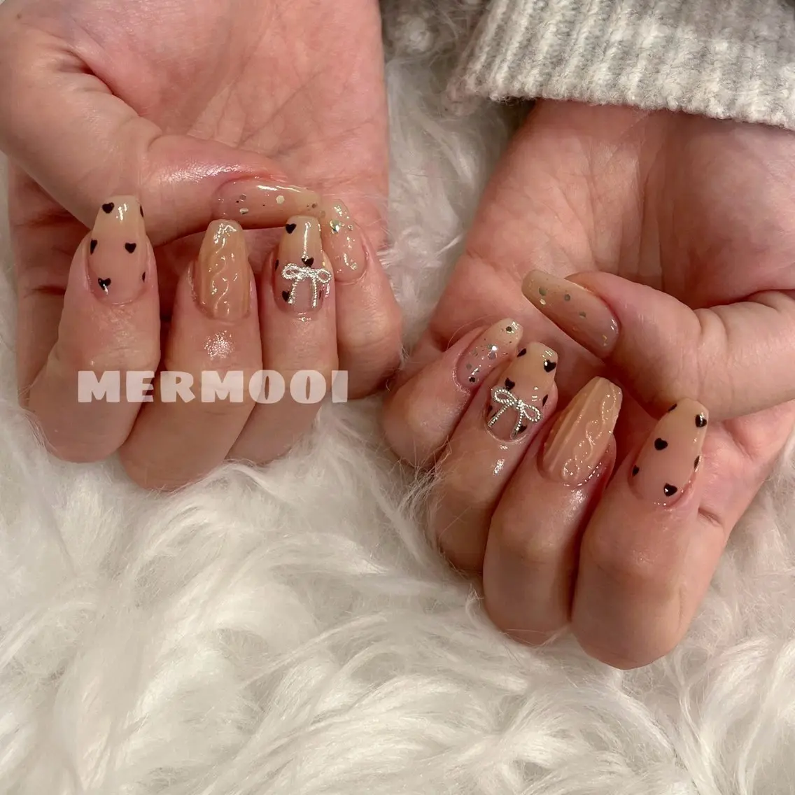ネイル 韓国ネイル リボン mermooi nailのネイルデザイン
