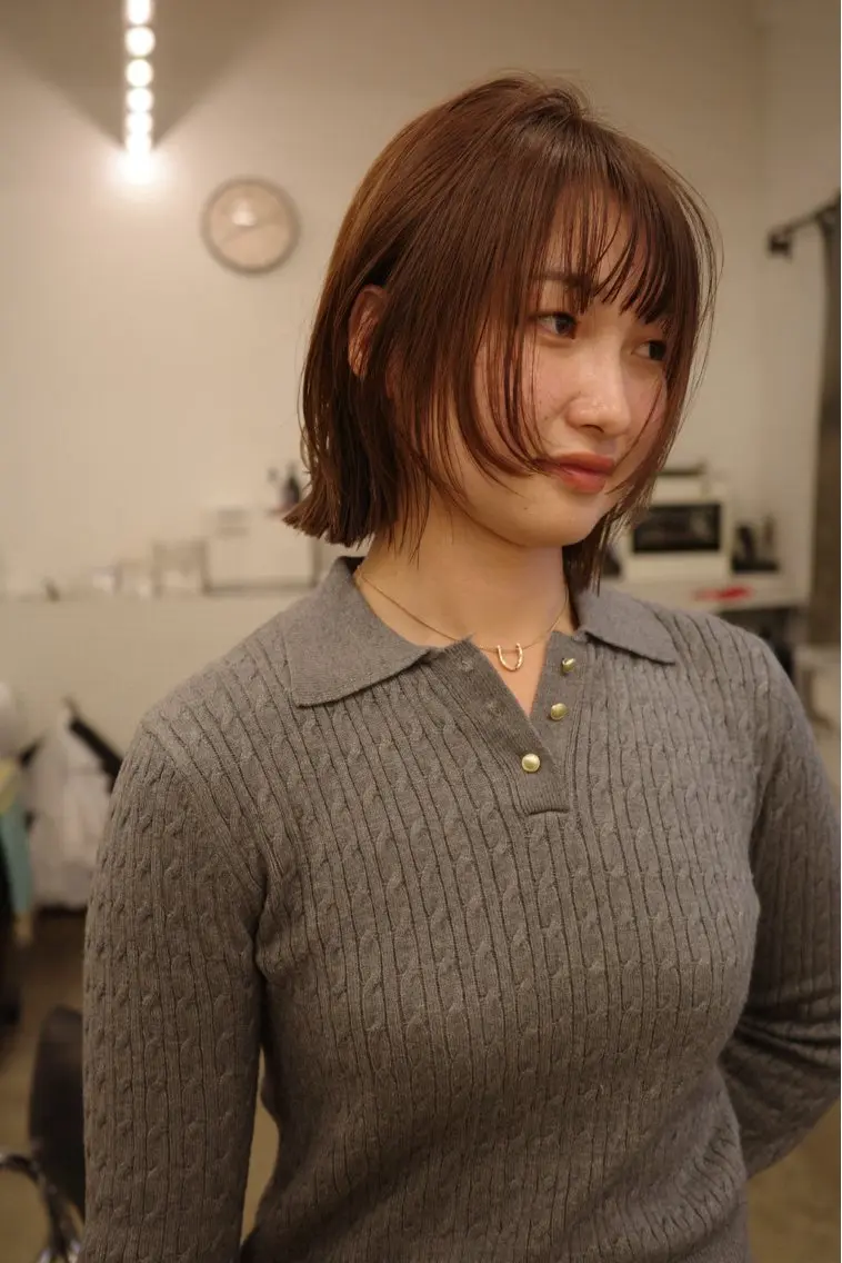 ミディアム カラー ブラウンカラー 透明感カラー ヘアカラー ミタニ ナギサのヘアスタイル