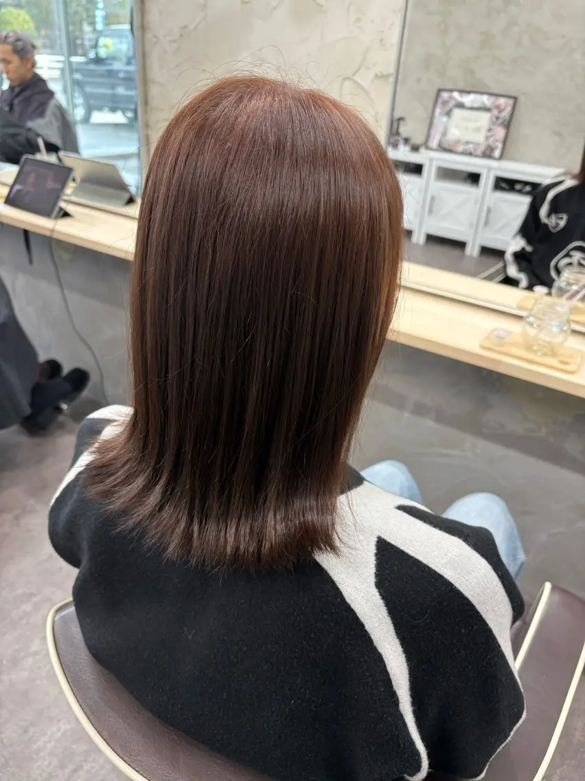 ミディアム カラー ブリーチ ブラウンカラー ブリーチなしカラー 高久 翔大のヘアスタイル