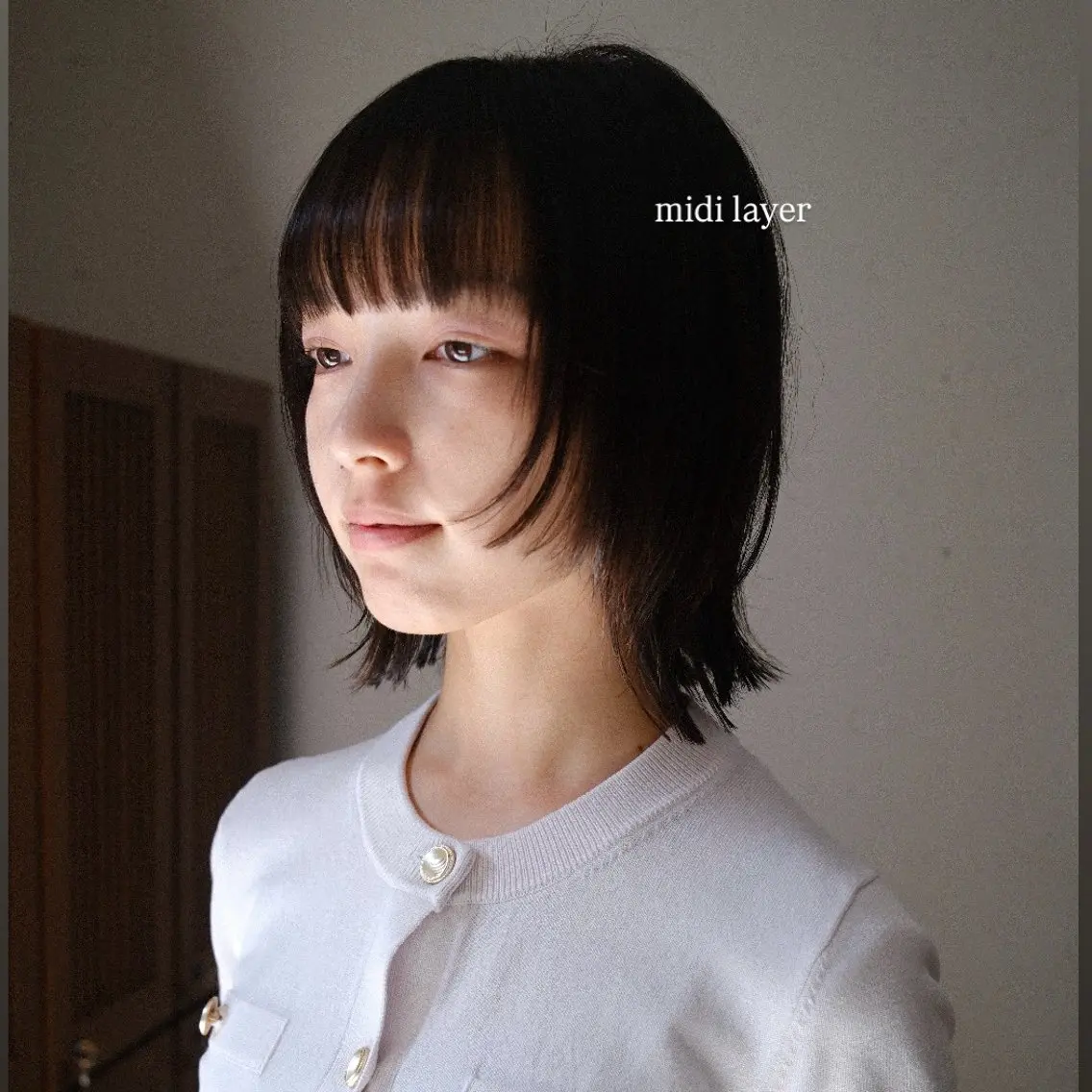 ミディアム カラー 顔周りカット レイヤーカット カット ヘアカラー misaki morimoto🌱のヘアスタイル