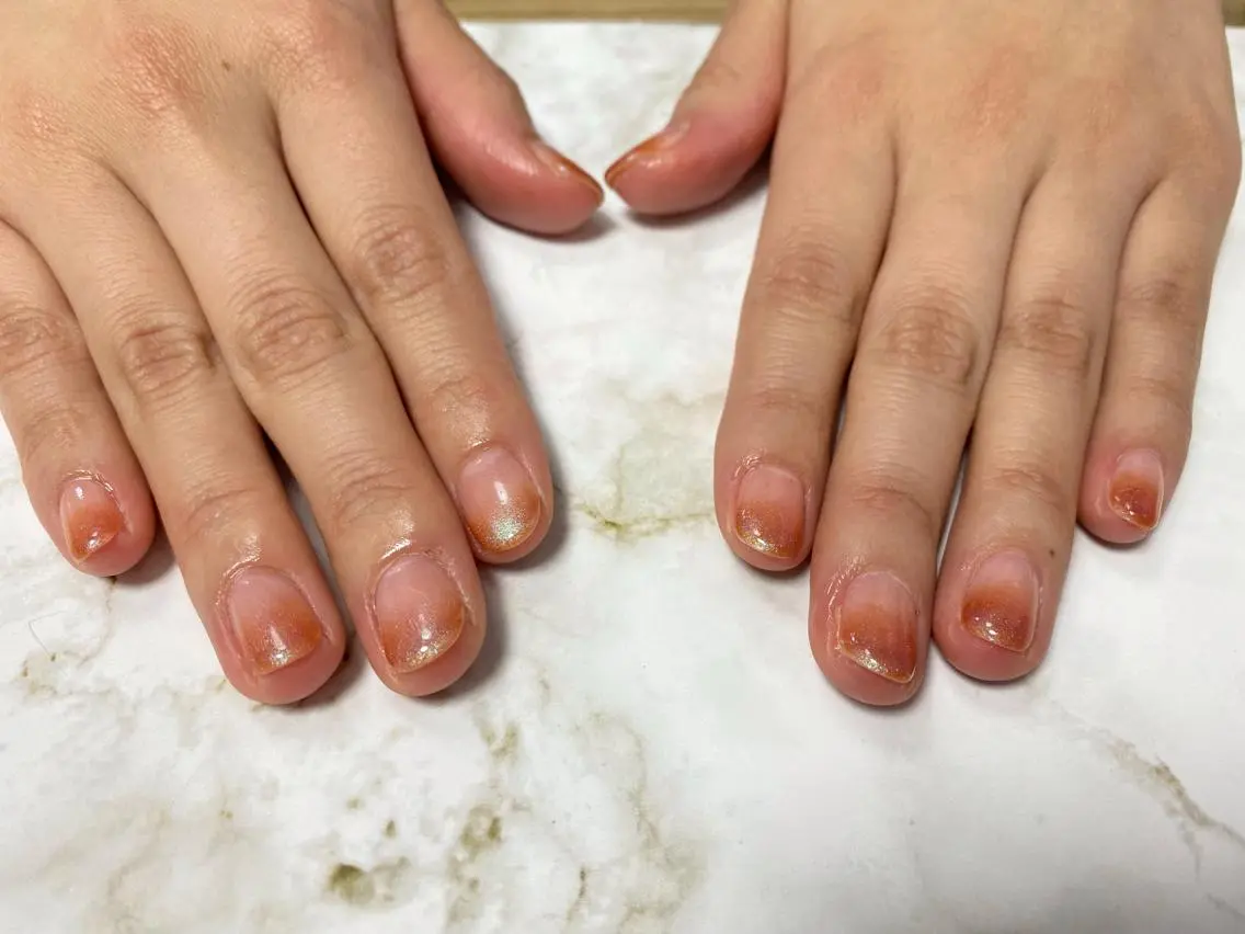 ネイル ラメ(グリッター) オレンジ mogunail &blowのネイルデザイン