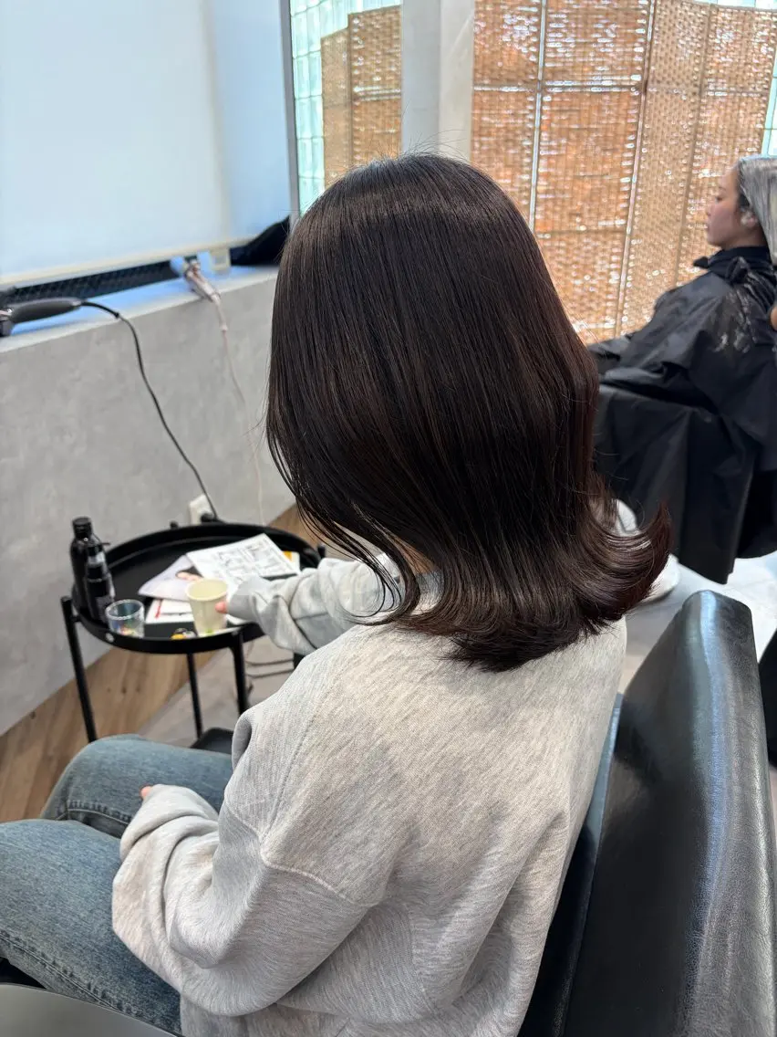 ミディアム ヘアカラー トリートメント 柴田樹/大人可愛い 艶髪カラー/髪質改善のヘアスタイル