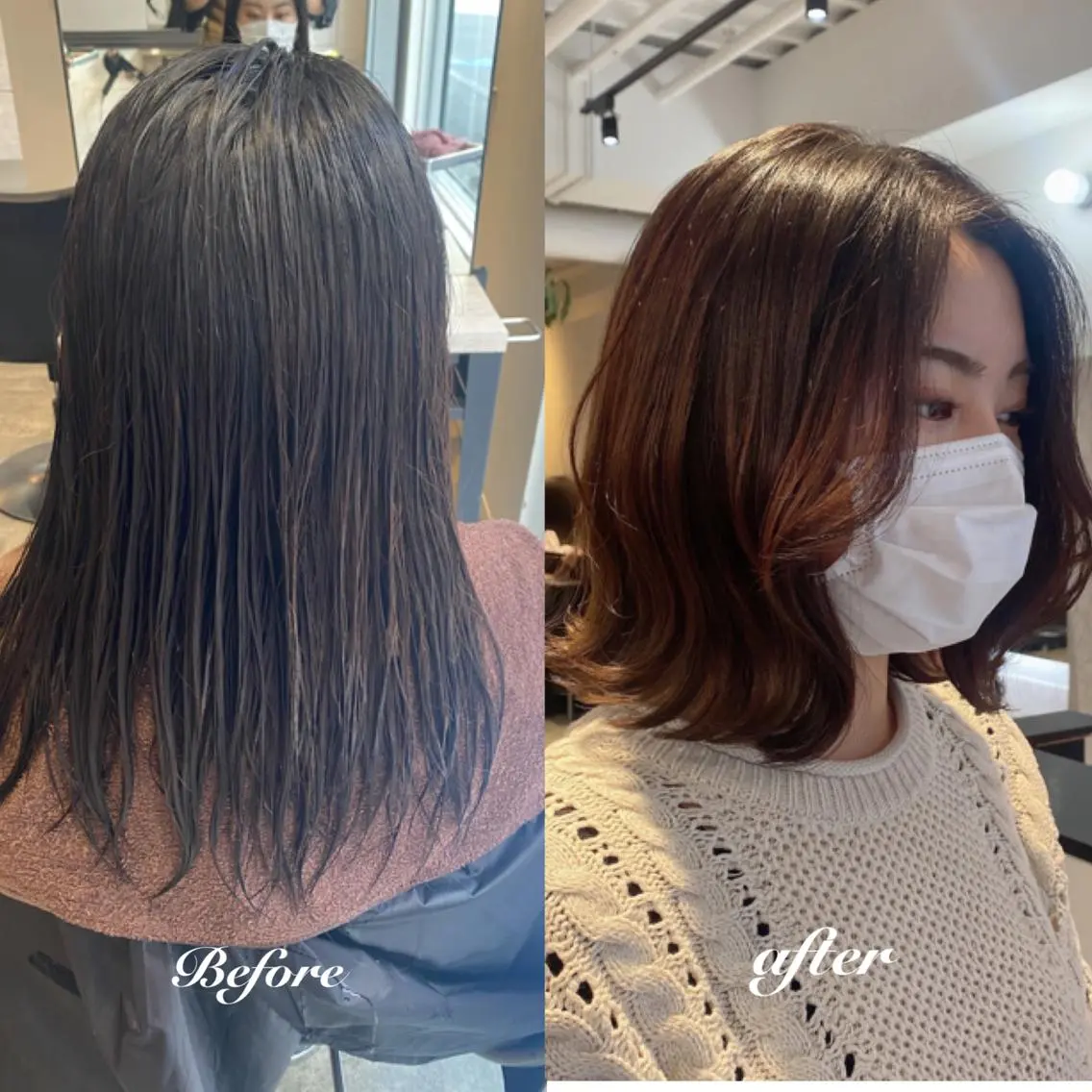 ミディアム カラー パーマ ヘアアレンジ 顔周りカット 髪質改善 トリートメント 新宿⌇韓国風ヘア ⌇透明感カラーのヘアスタイル
