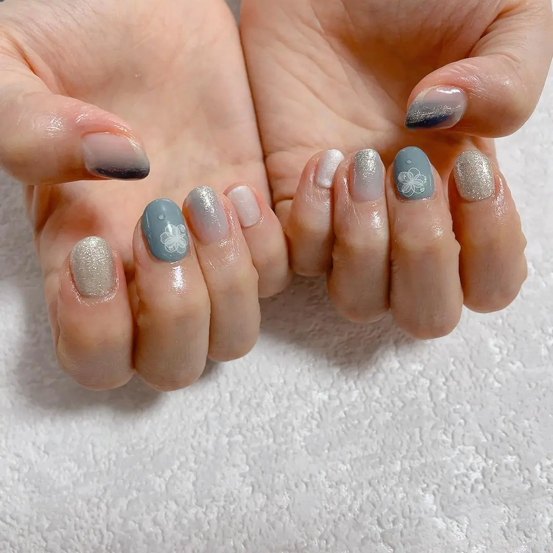 ネイル ブルー フットネイル ジェルネイル メンズネイル ワンカラーネイル kiki nail たまプラーザのネイルデザイン