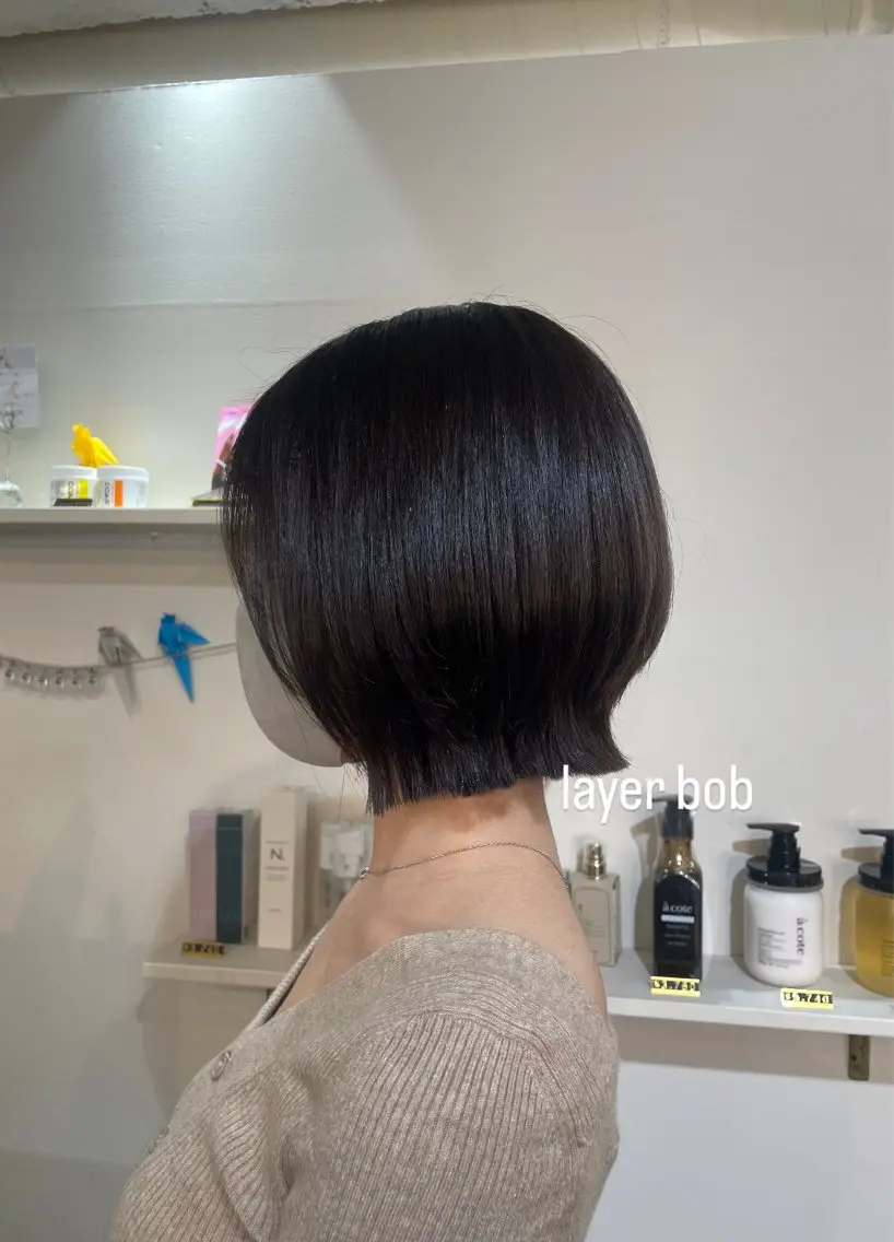ショート カラー 顔周りレイヤー☆ スパ☆石上遥楓のヘアスタイル