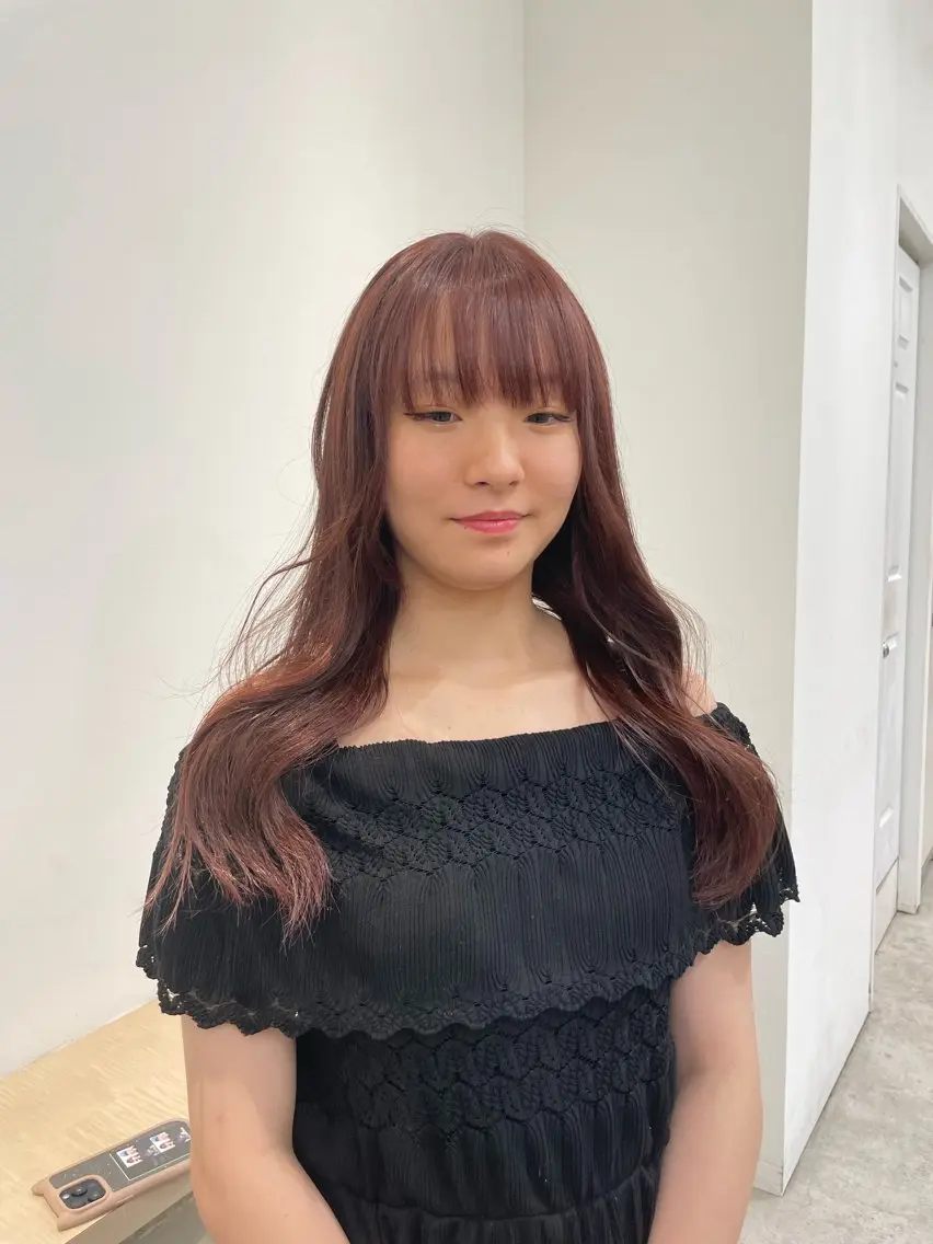 ロング カラー オレンジ オレンジレッド レッドカラー たなか こころ🎀のヘアスタイル