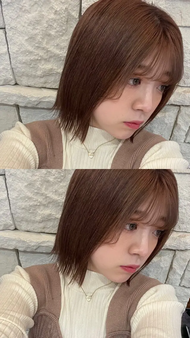 ミディアム カラー ヘアカラー 🤎韓国ヘア ベージュ まゆか🤎のヘアスタイル