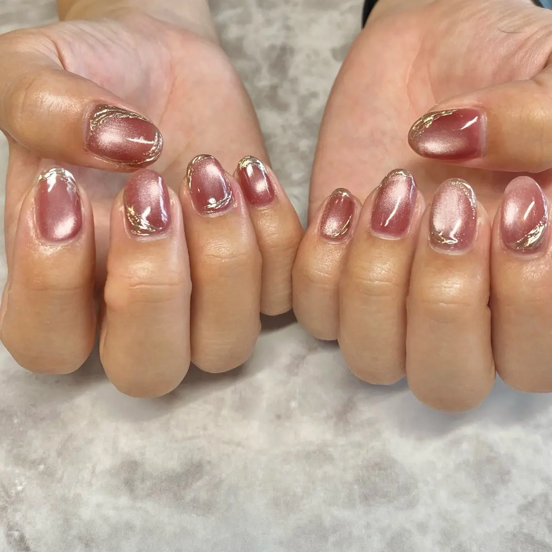 ネイル マグネットネイル ミラーネイル シンプルネイル Loca.nails Kasumiのネイルデザイン