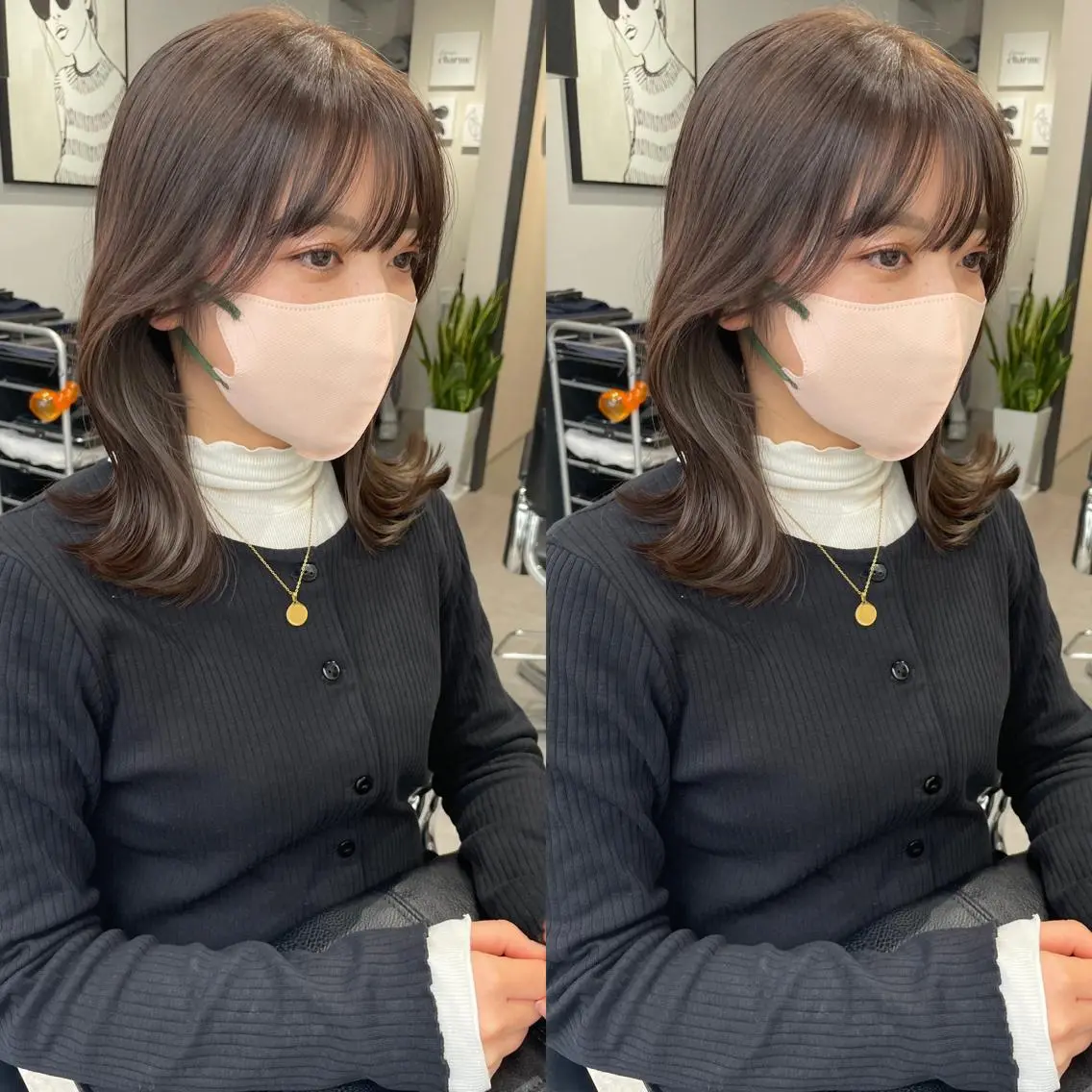 ミディアム カラー カット ヘアカラー トリートメント 髪質改善will hairdesignのヘアスタイル