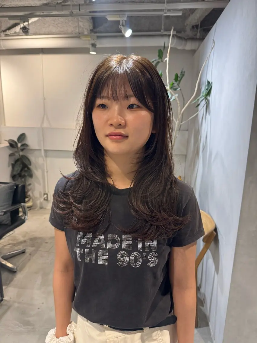 セミロング ヘアアレンジ カット ヘアカラー トリートメント 新宿/顔周りカット +レイヤー＝しずく♩のヘアスタイル