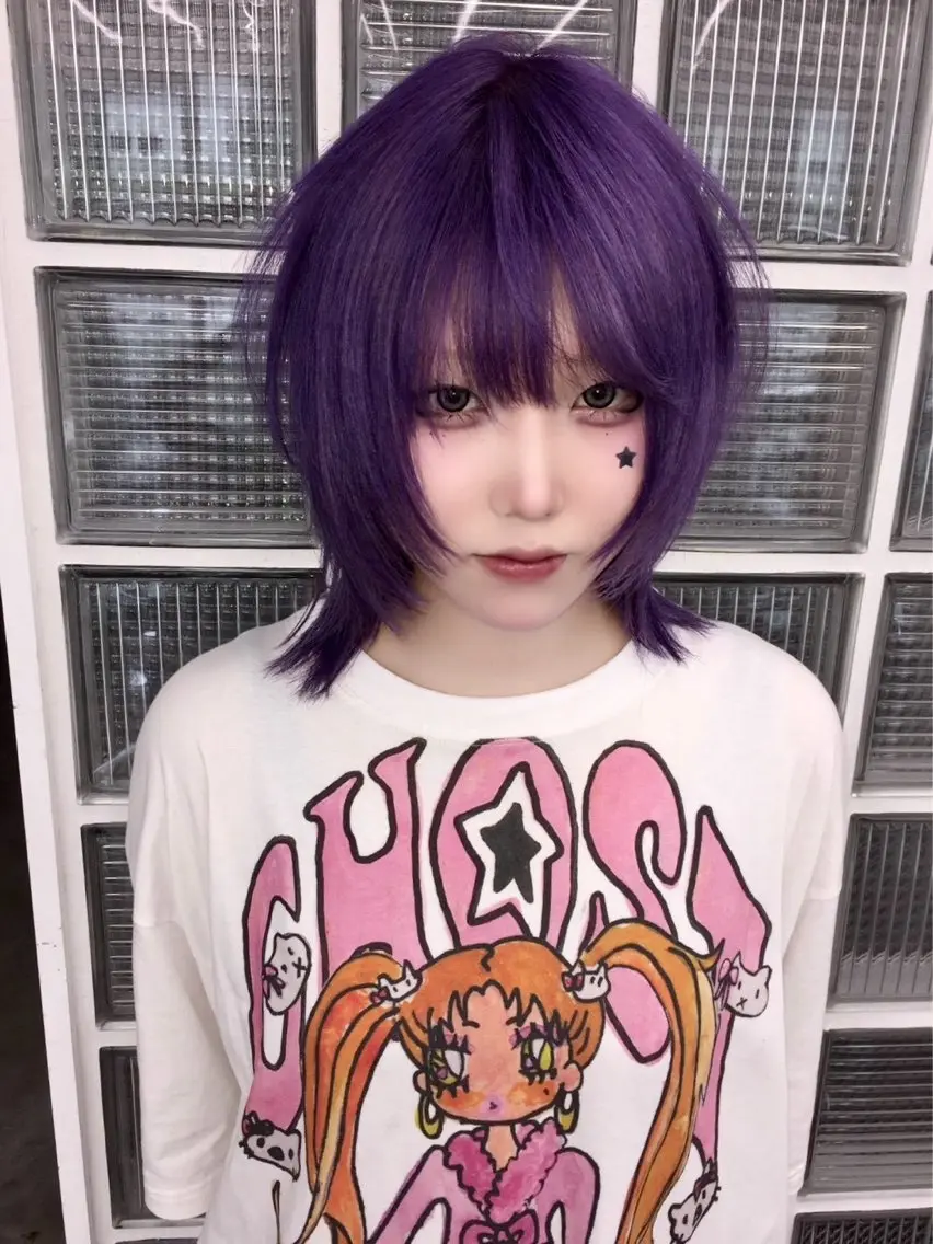 ショート カラー デザインカラー ハイトーンカラー ボブ ハッシュカット レイヤーカット 福岡似合わせレイヤー /ウルフ/ハイトーンのヘアスタイル