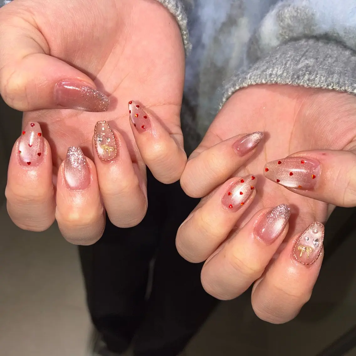 ネイル ピンク ピンクベージュ ハンドネイル WAVY airiのネイルデザイン