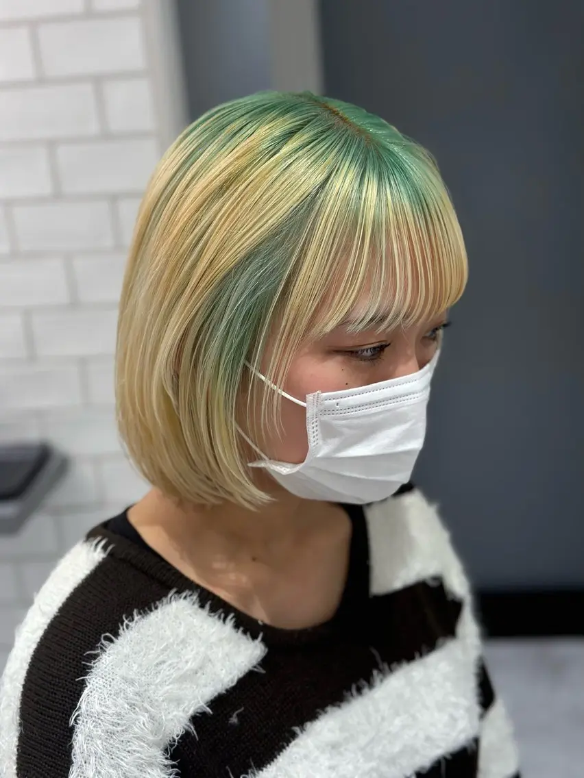 ショート カラー ボブレイヤー ブロンド ボブ レイヤーカット 鈴木/ボブ/ ミルクティー/ピンクのヘアスタイル