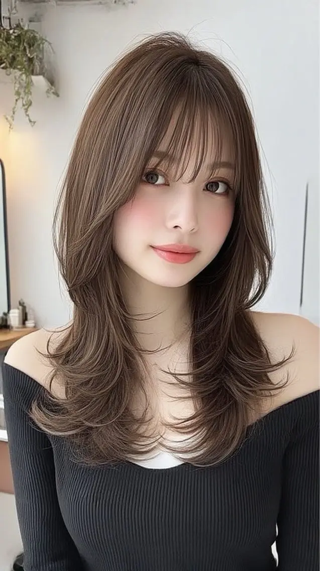 セミロング カラー ヘアカラー 韓国×艶ハイトーンが かわいい✨️リオ🍒のヘアスタイル