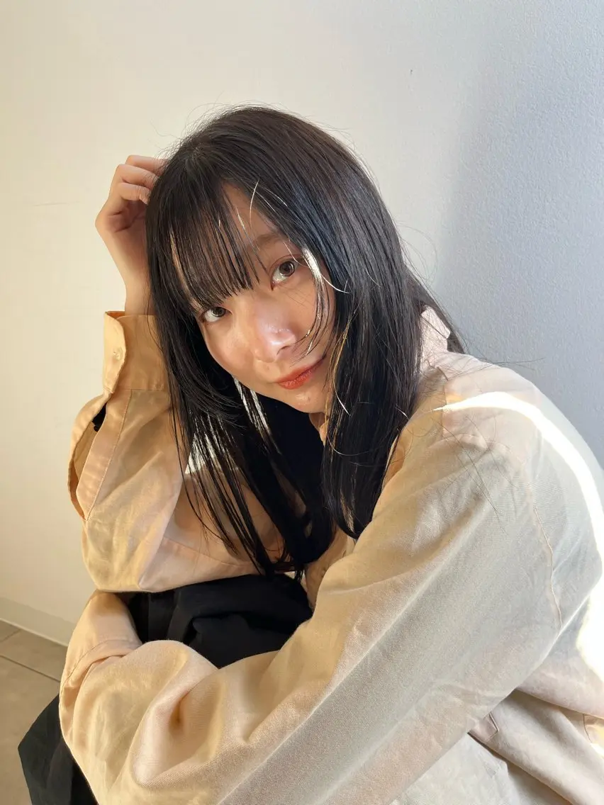 セミロング 顔まわりレイヤー 顔周りカット レイヤーカット 金山/透明感カラー ヘッドスパ/hinaのヘアスタイル
