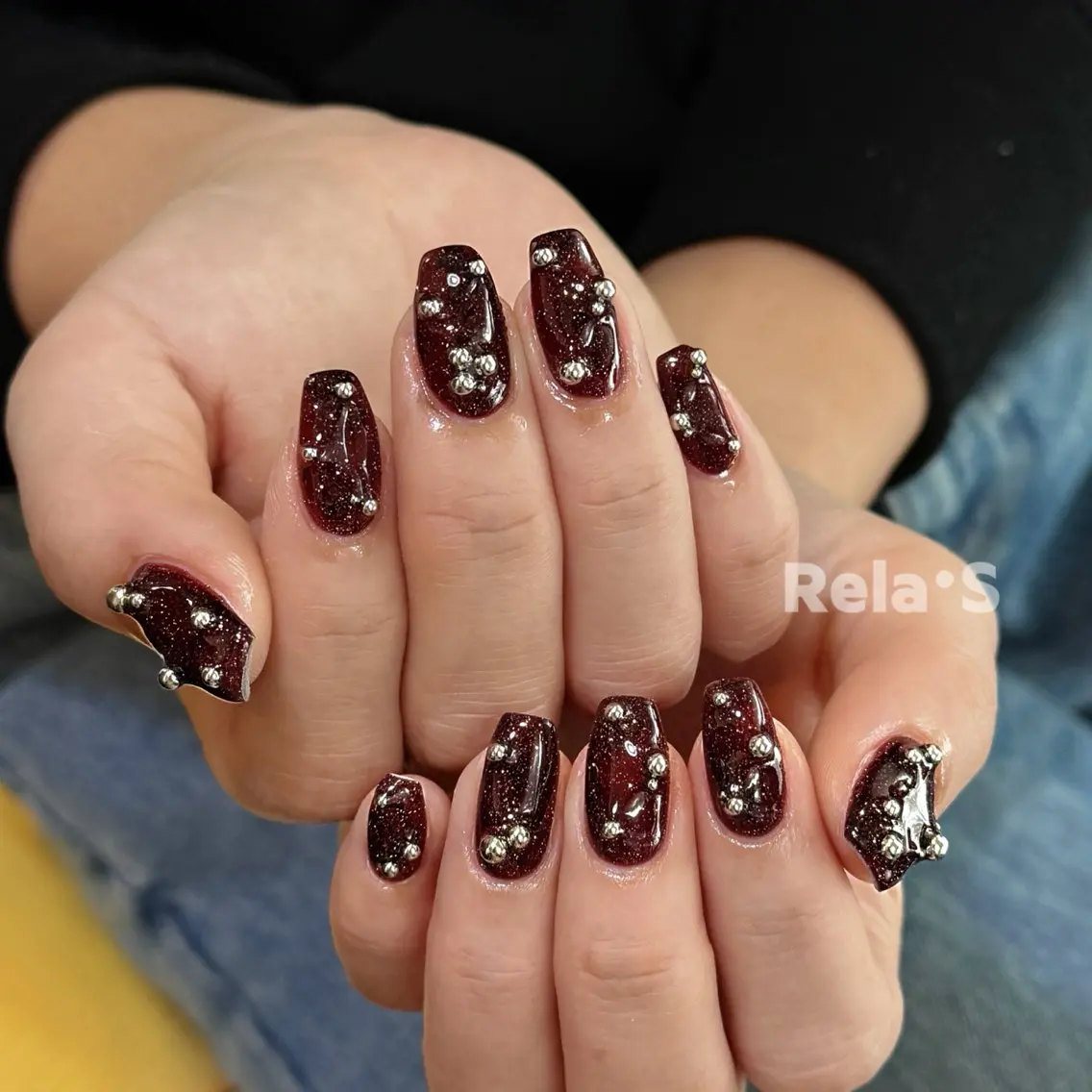 ネイル オーロラネイル 長さ出し フレンチネイル ジェルネイル ガラスフレンチ ハンドネイル Rela・S NAILのネイルデザイン