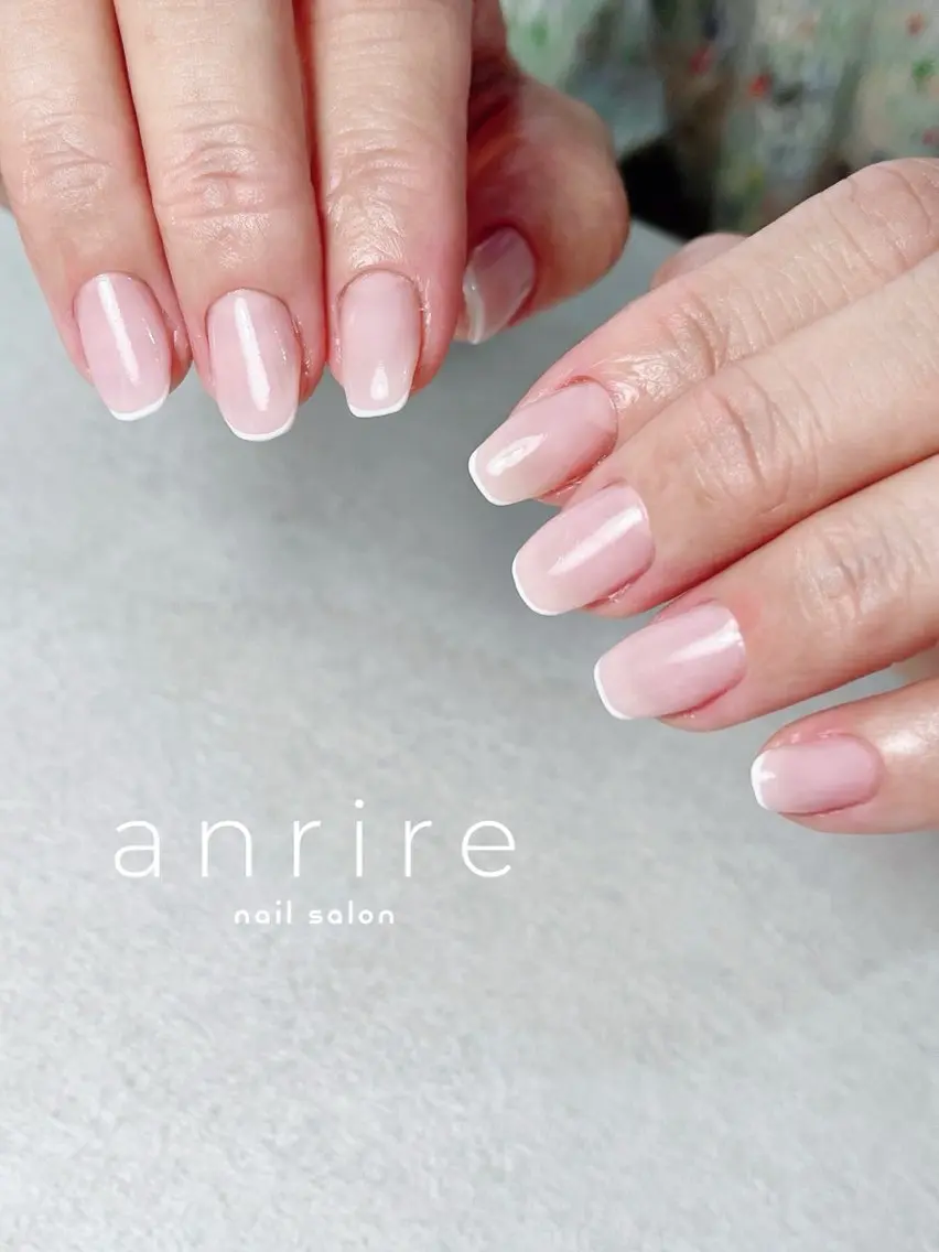 ネイル フレンチネイル ジェルネイル パラジェル ピンク シンプルネイル nailsalon anrireのネイルデザイン