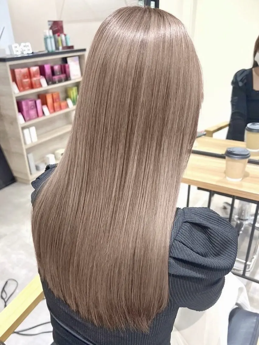 ロング カット ヘアカラー トリートメント ハイトーンイヤ リングカラー清水隆央のヘアスタイル