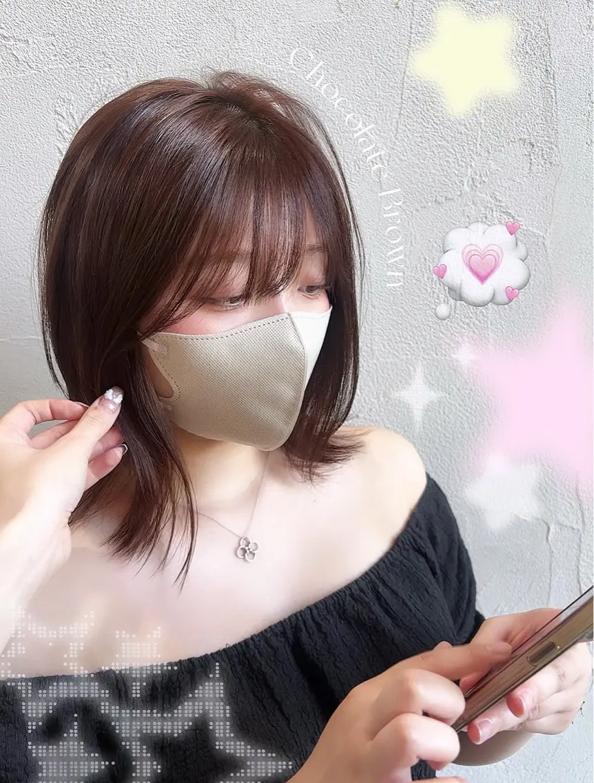 ミディアム カラー カット ヘアカラー トリートメント 中嶋心渚⌇透明感 カラー️🩵🎀‪のヘアスタイル