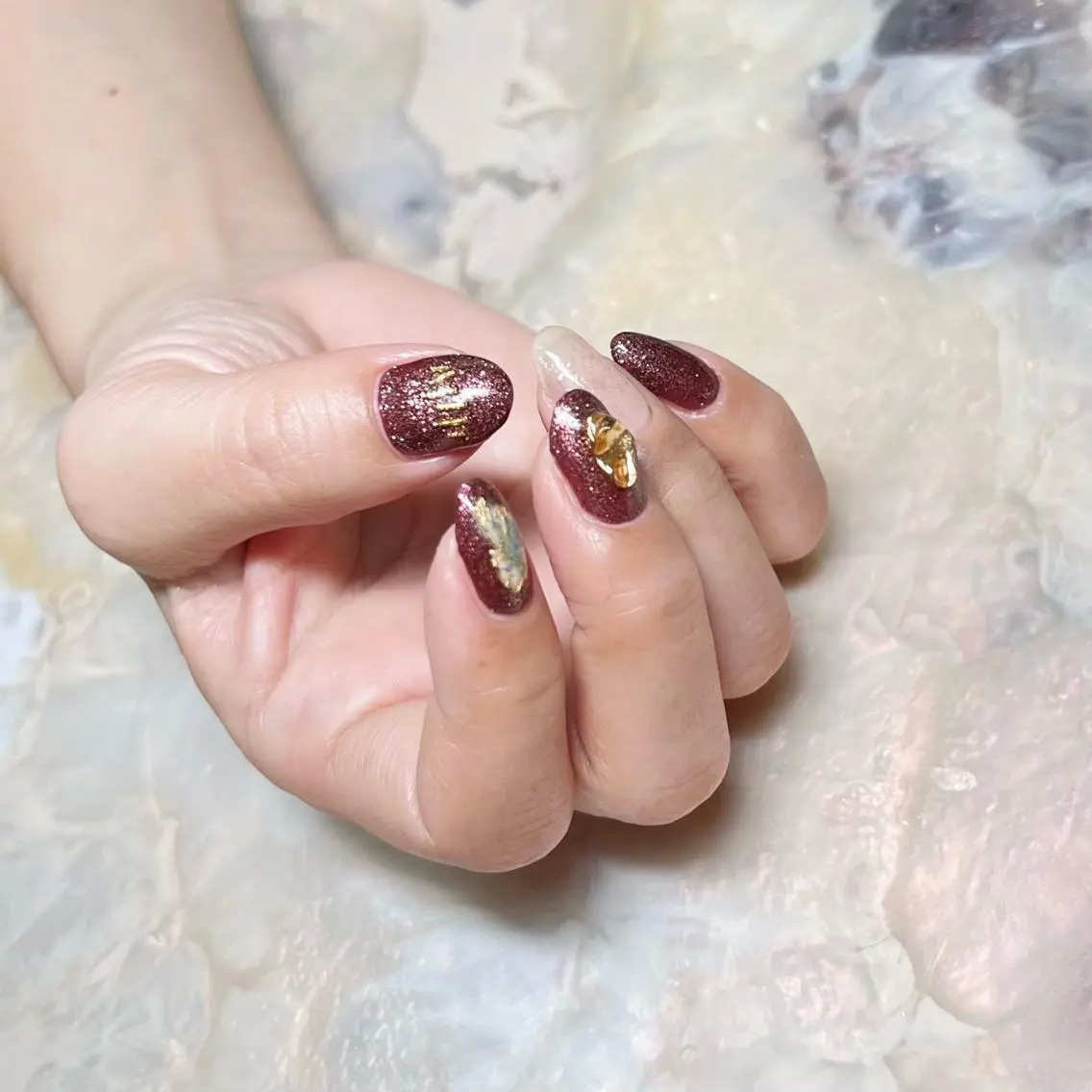ネイル マグネットネイル ニュアンスネイル ショートネイル gemickle nailのネイルデザイン