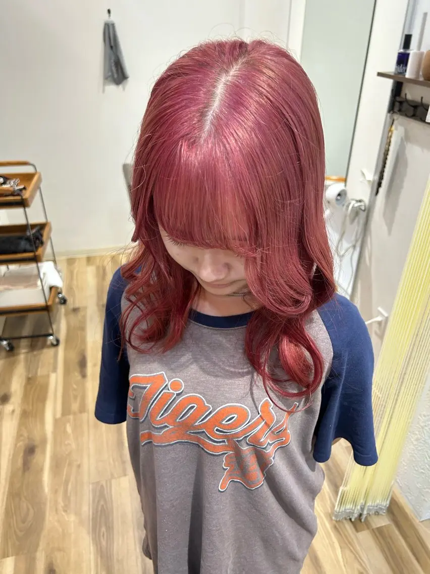 セミロング カラー ブリーチ ヘアカラー Hanon 美桜のヘアスタイル