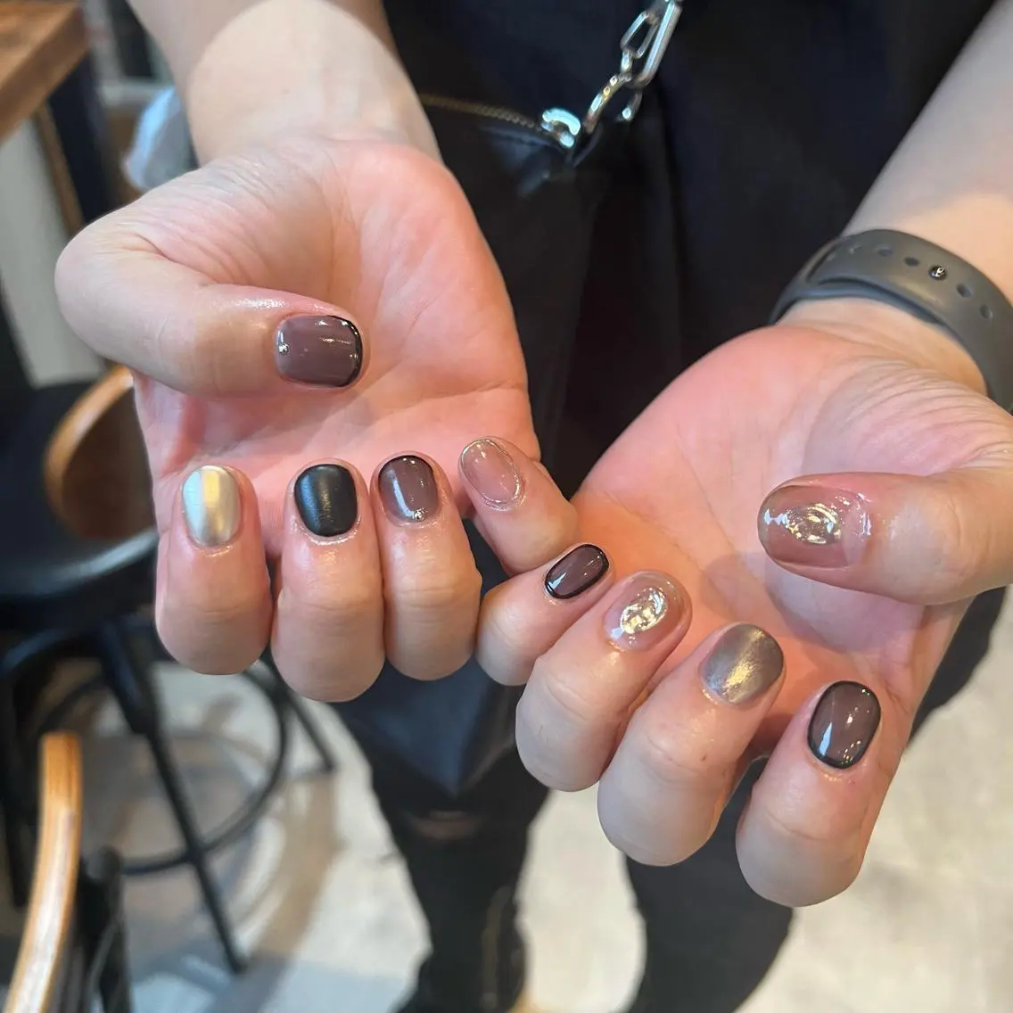 ネイル マットネイル ミラーネイル ニュアンスネイル sode shioriのネイルデザイン