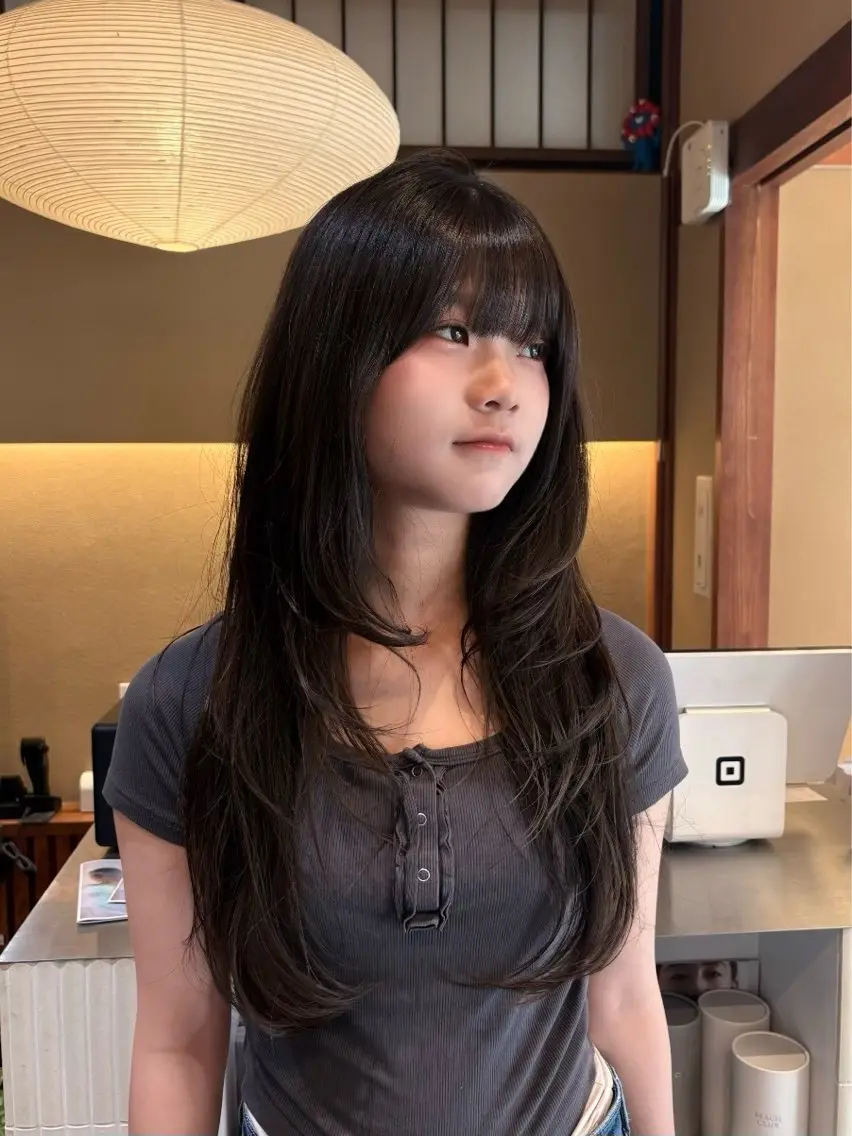 ロング カラー ロングレイヤー 透明感カラー 顔まわりレイヤー 顔周りカット レイヤーカット ヘアカラー saho ⟡.·のヘアスタイル