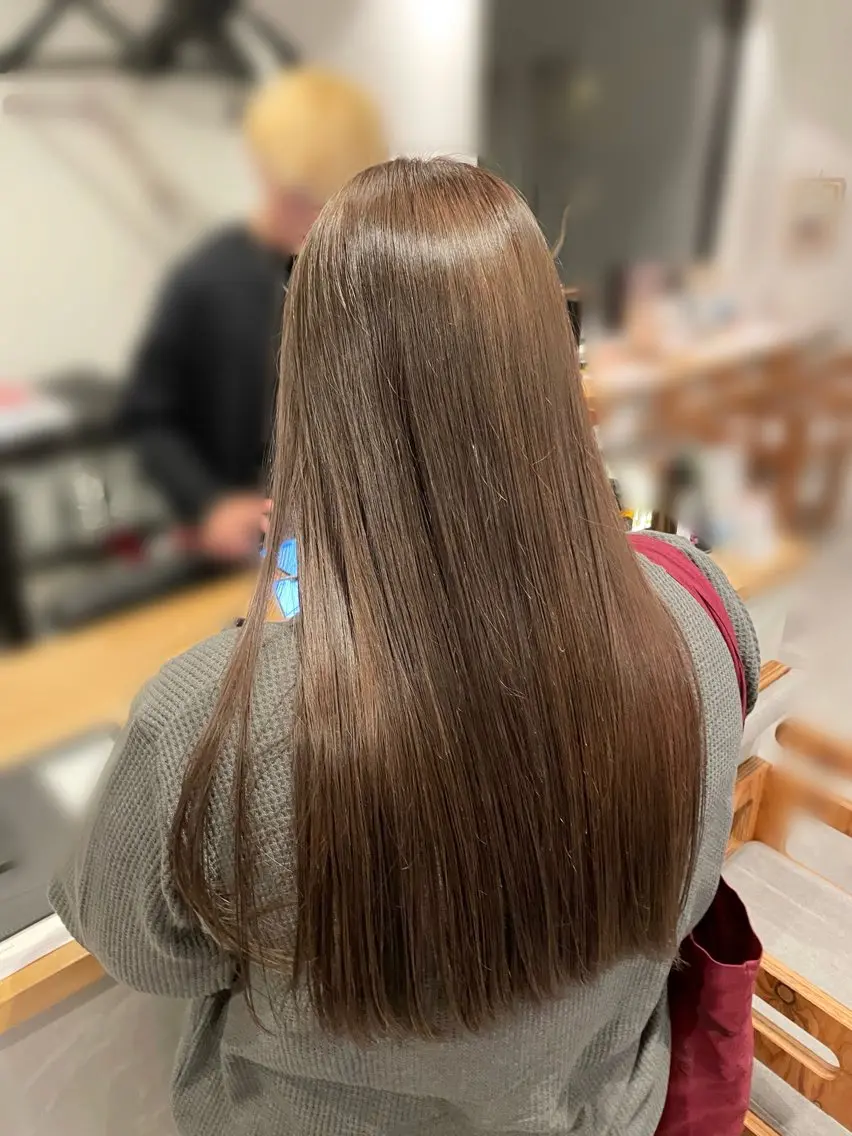 ロング カラー オリーブカラー ひたちなか╱カラー╱ カラーリスト武田のヘアスタイル