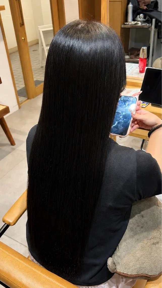 ロング カラー 黒髪 ブルーカラー ブルーブラック トリートメント 上大岡/カラーモデル nanoka🐈‍⬛のヘアスタイル