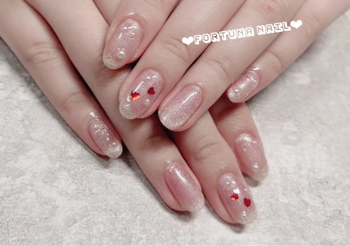 ネイル ハート マグネットネイル バレンタイン Nail •Head スパFortunaのネイルデザイン