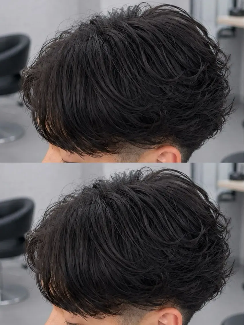 ミディアム パーマ ヘアアレンジ メンズ ミディアムパーマ フェザーパーマ メンズパーマ シャドーパーマ ニュアンスパーマ カット パーマ トリートメント ヘッドスパ ヘアセット 海斗/フェザーパーマ 💫曲がる縮毛矯正のヘアスタイル