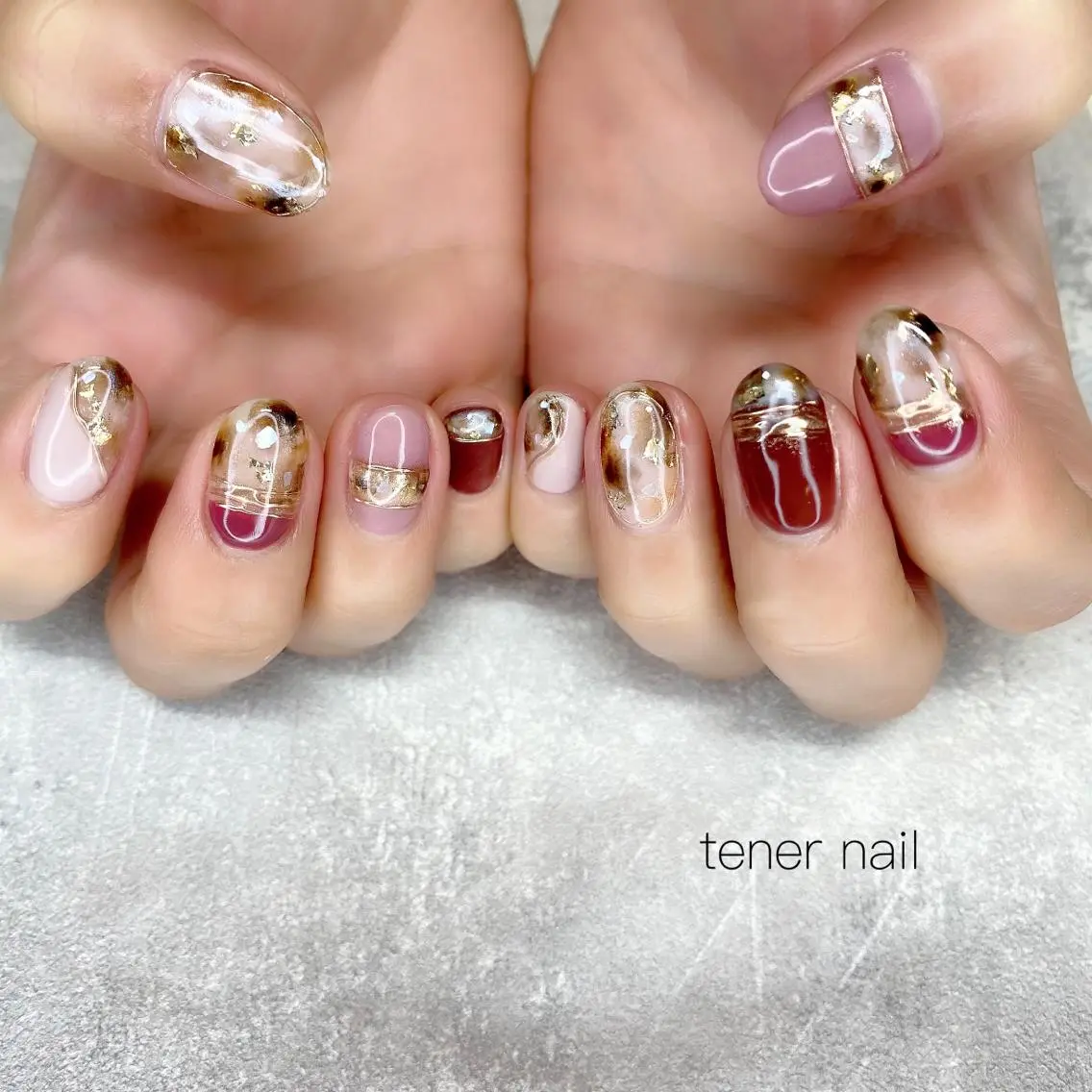 ネイル 大理石ネイル(マーブル) ミラーネイル テネルネイル tener nailのネイルデザイン
