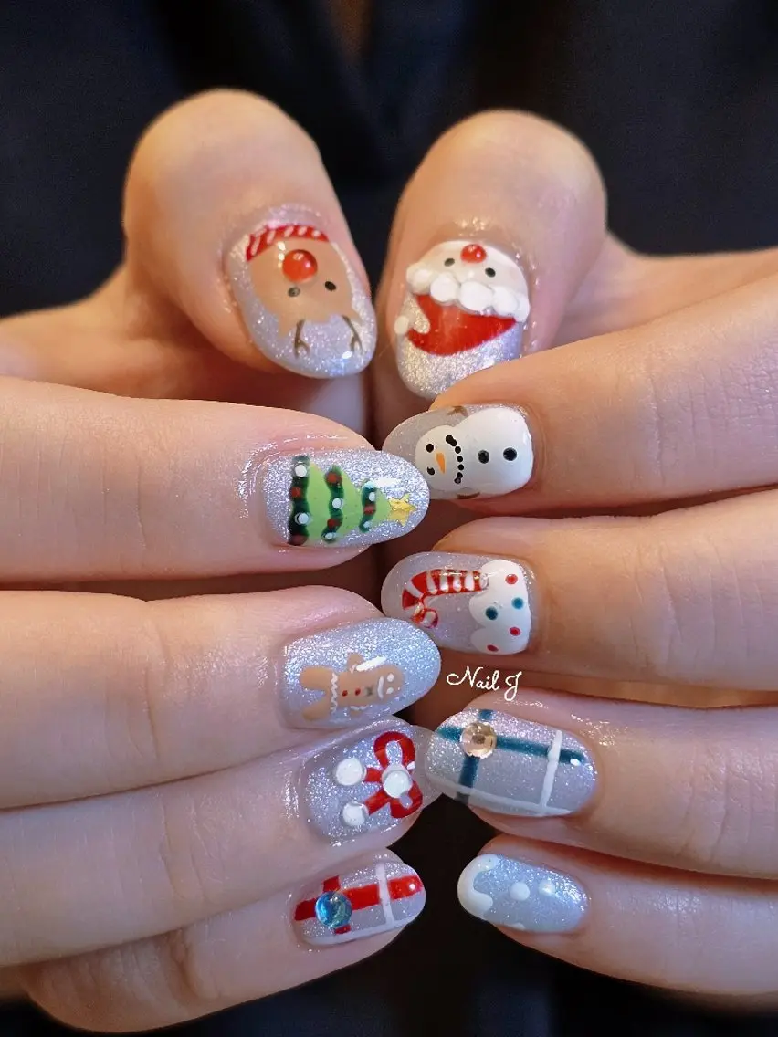 ネイル 韓国ネイル 冬ネイル クリスマス ハンドネイル Nail Jのネイルデザイン