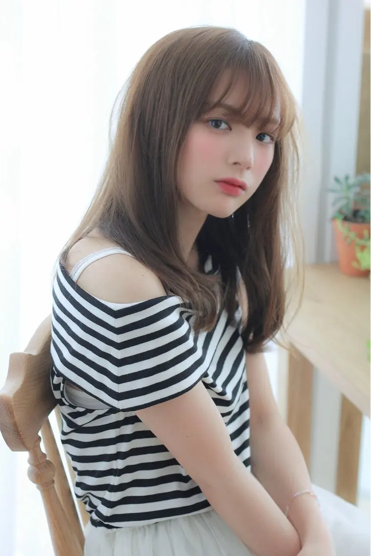 セミロング カラー パーマ ヘアアレンジ ベージュカラー 透明感カラー 似合わせカット カット ヘアカラー トリートメント 髪質改善/韓国風 レイヤー/田村祐樹のヘアスタイル