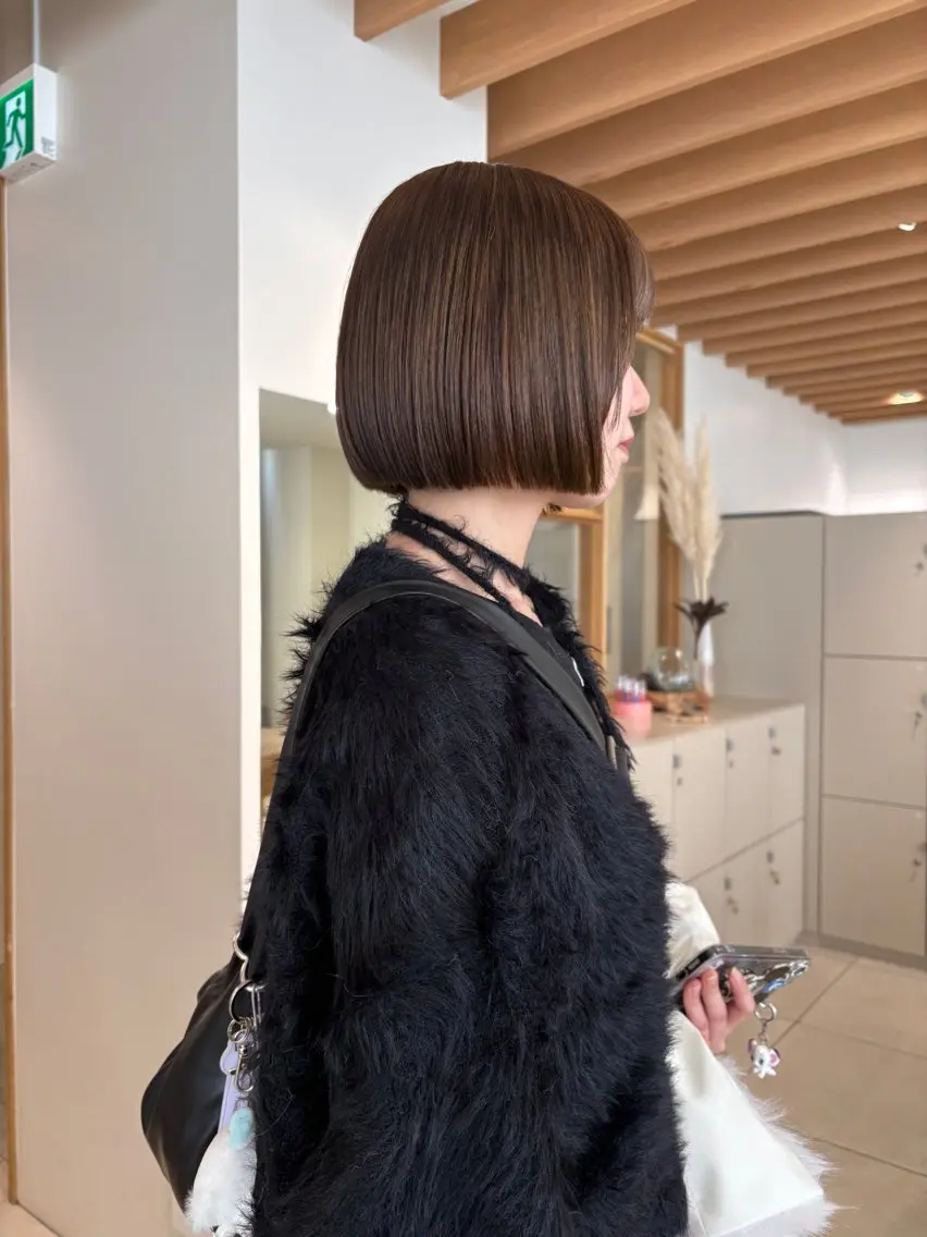 ミディアム カラー ブラウンカラー ボブ カラーモデル/ 矢場町/リリカのヘアスタイル