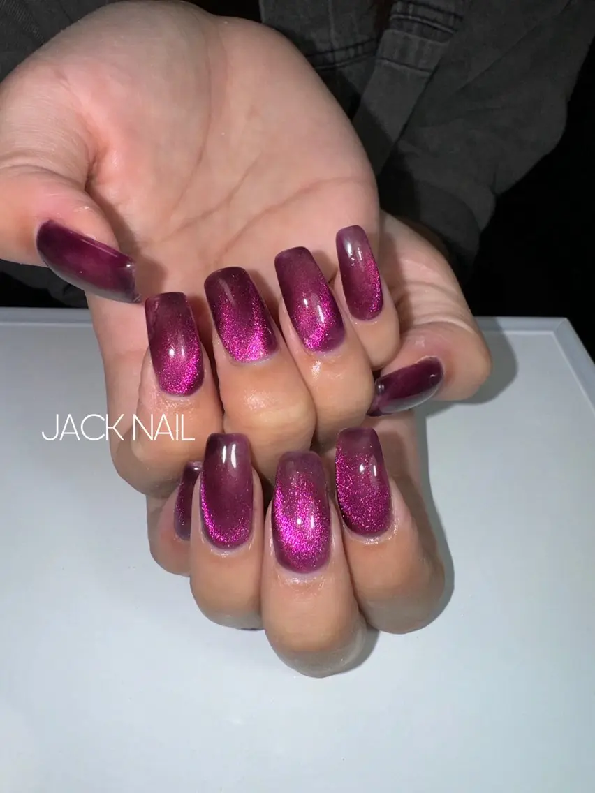 ネイル マグネットネイル スクエアネイル ハンドネイル フットネイル JACK NAIL 💜Ayakaのネイルデザイン