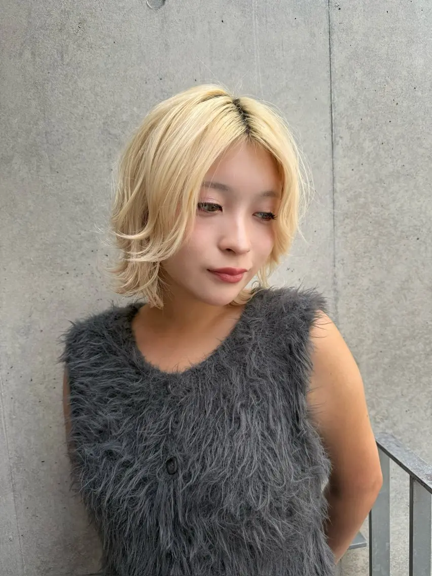 ミディアム カラー ヘアカラー トリートメント collet岩崎駿王 /ブリーチ/髪質改善のヘアスタイル