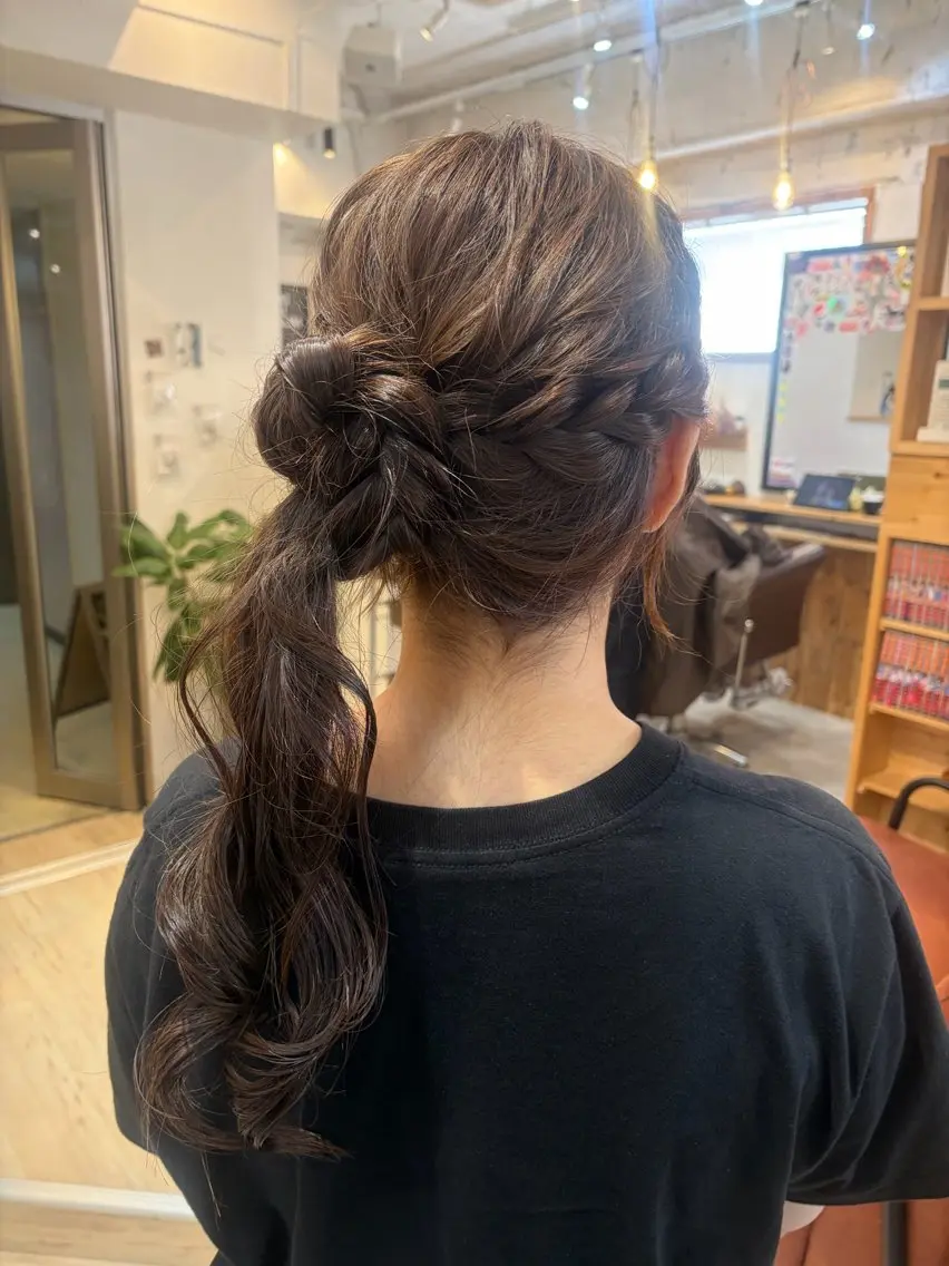ロング ヘアアレンジ ハーフアップ お団子ヘア 結婚式・ブライダル ヘアセット cana 札幌レイヤースタイルのヘアスタイル