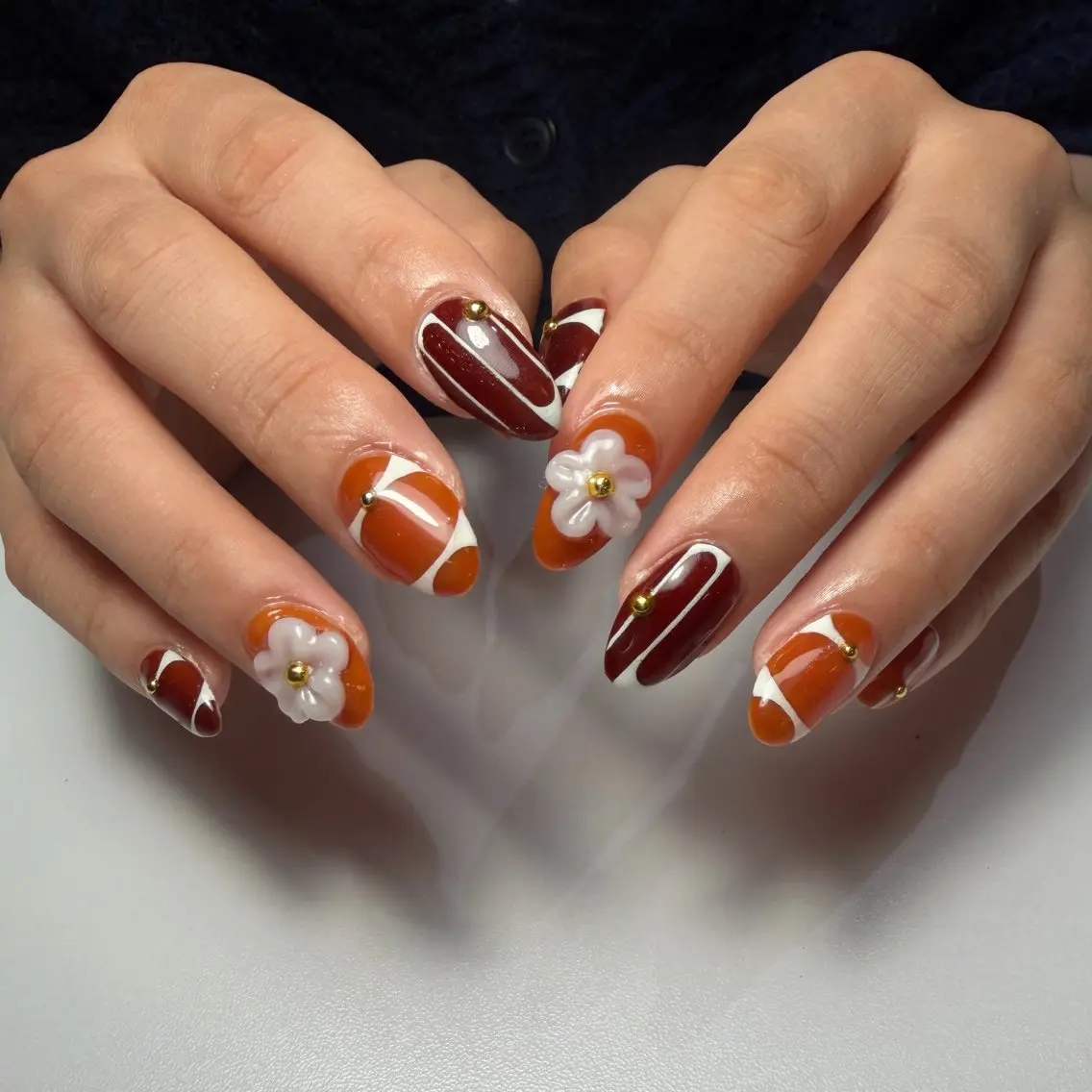 ネイル アートネイル ブラウン ジェルネイル 持ち込み ハンドネイル Nail mood デザイン持ち込みokのネイルデザイン