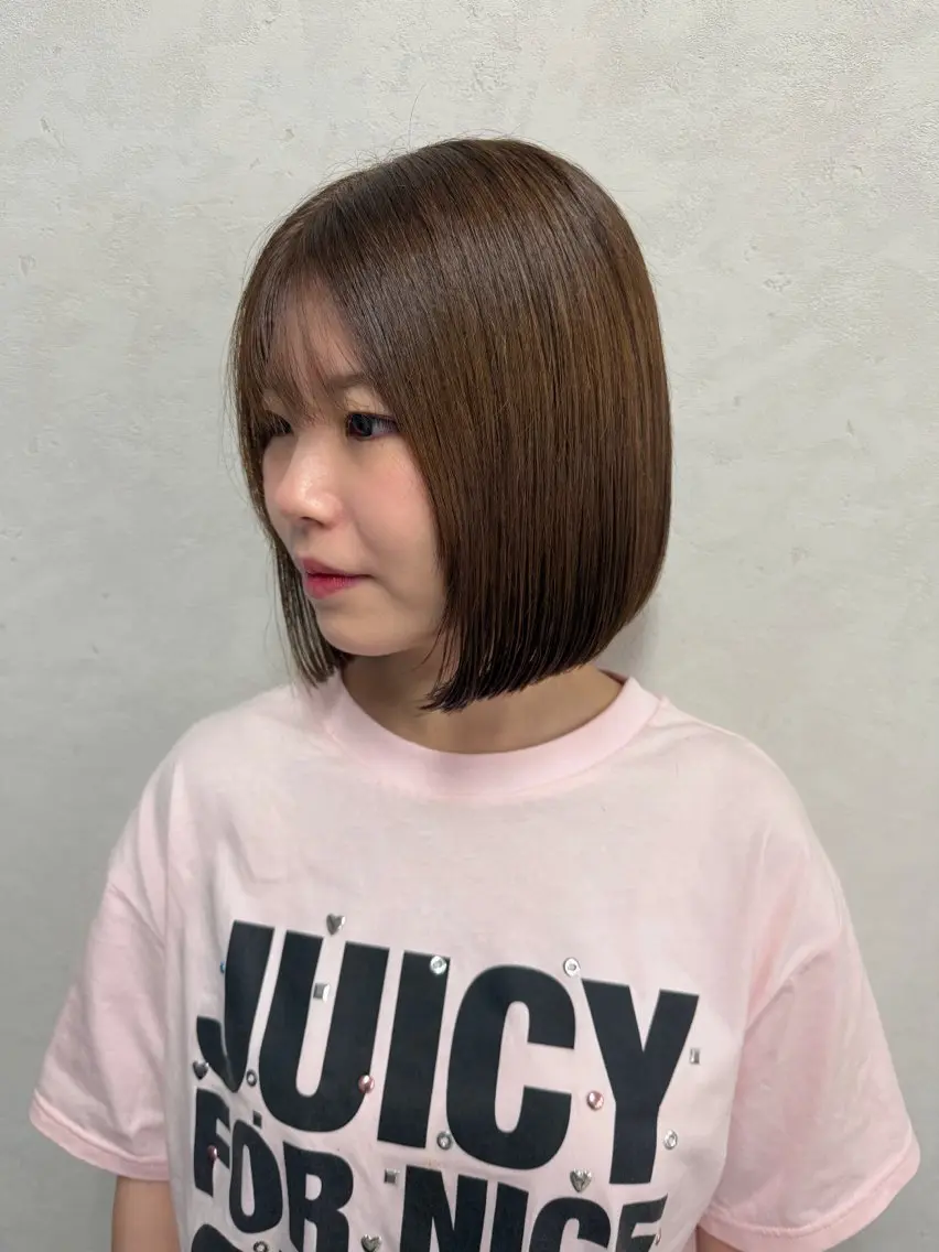 ミディアム 切りっぱなしボブ ボブ カット トリートメント ボブ／ストレート🎀 harukaのヘアスタイル