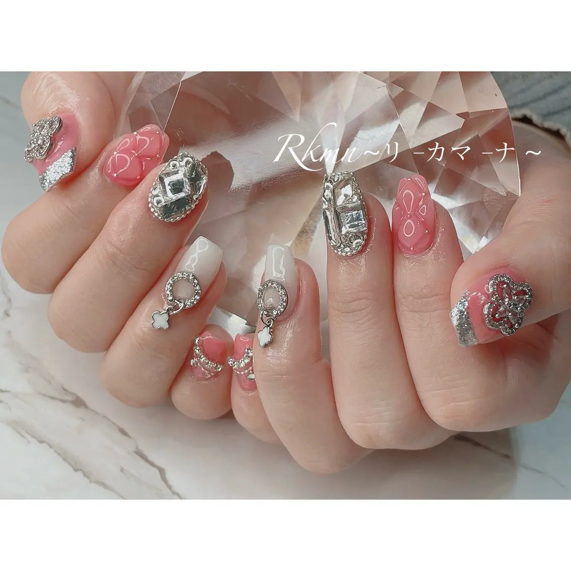 ネイル アートネイル ピンク 春ネイル ハンドネイル フットネイル ハンドケア Rkmn ~リ-カマ-ナ~のネイルデザイン