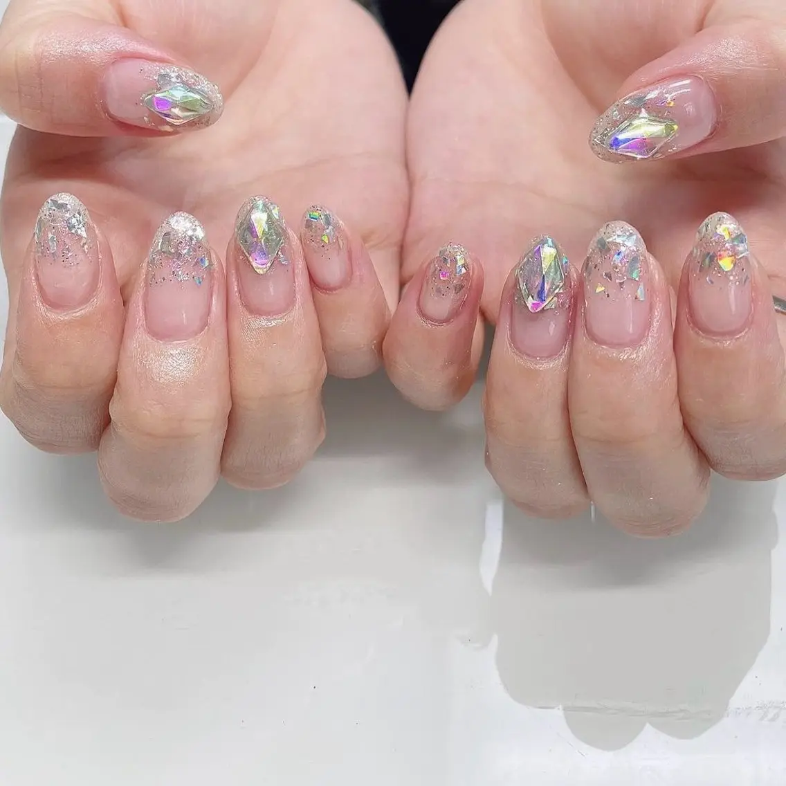 ネイル ホログラムネイル ストーンネイル 自宅サロン 美蘭のネイルデザイン