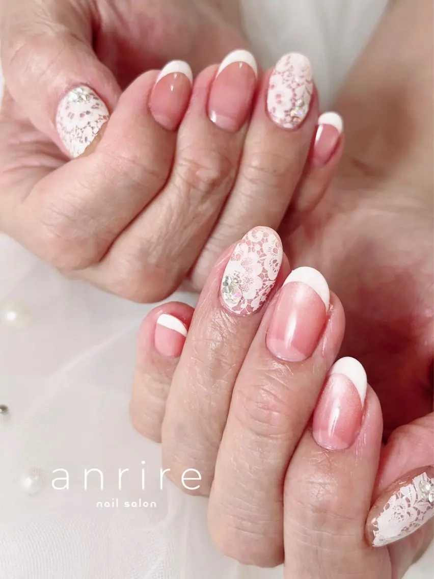 ネイル レース マグネットネイル 春ネイル ハンドネイル nailsalon anrireのネイルデザイン