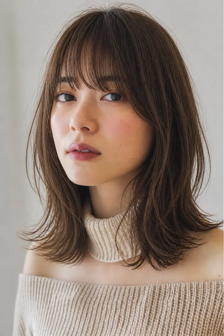 ミディアム ショートボブ ボブ ハイライト 髪質改善 レイヤーカット カット ヘアカラー トリートメント 松谷 圭のヘアスタイル