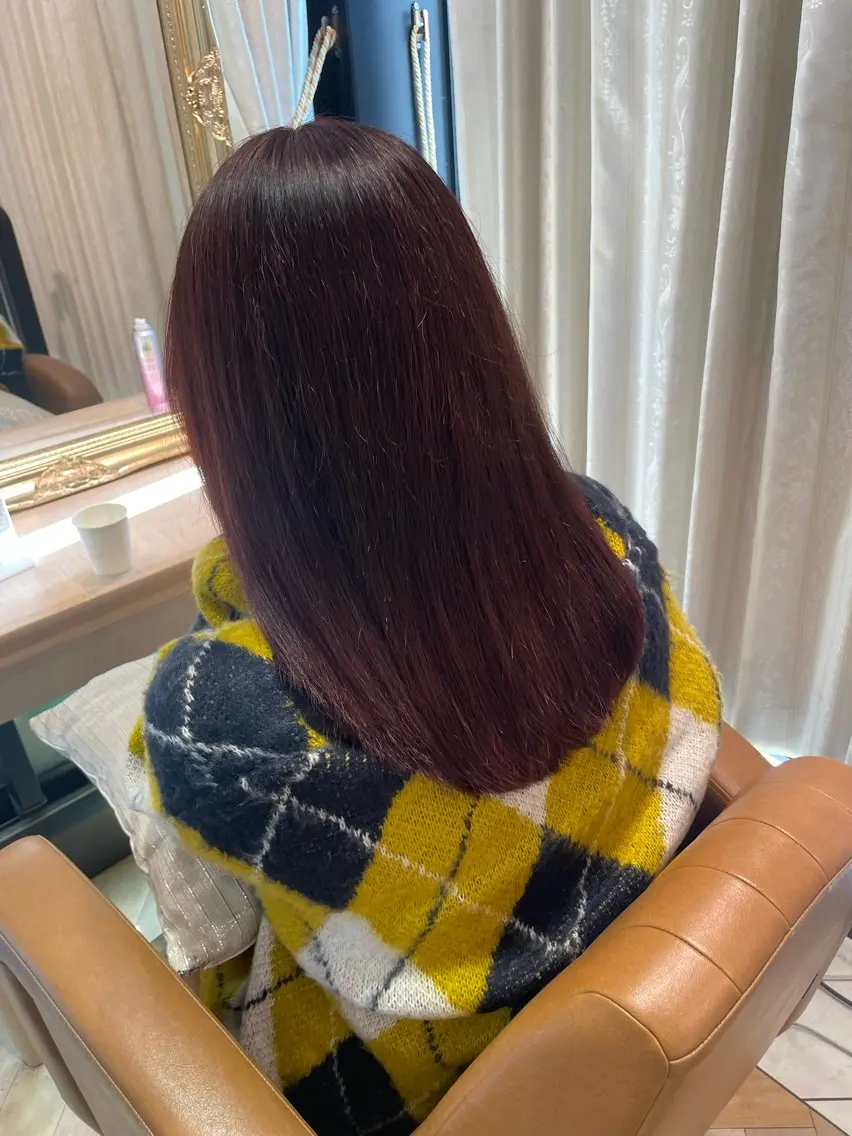 セミロング カラー ヘアカラー トリートメント 顔周り\エクステ\ 透明感カラー\まりんのヘアスタイル
