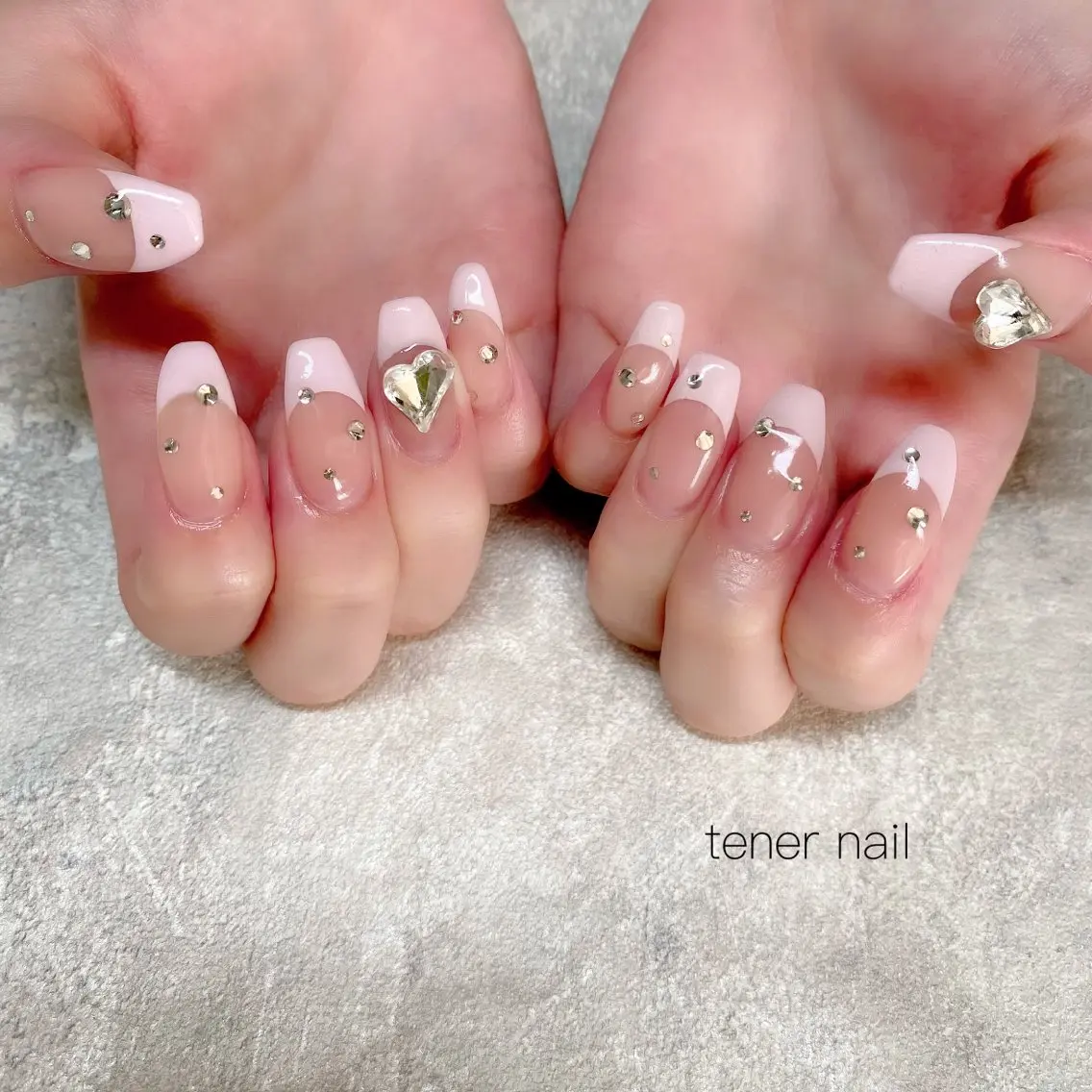 ネイル フレンチネイル ハート ピンク ハンドネイル テネルネイル tener nailのネイルデザイン