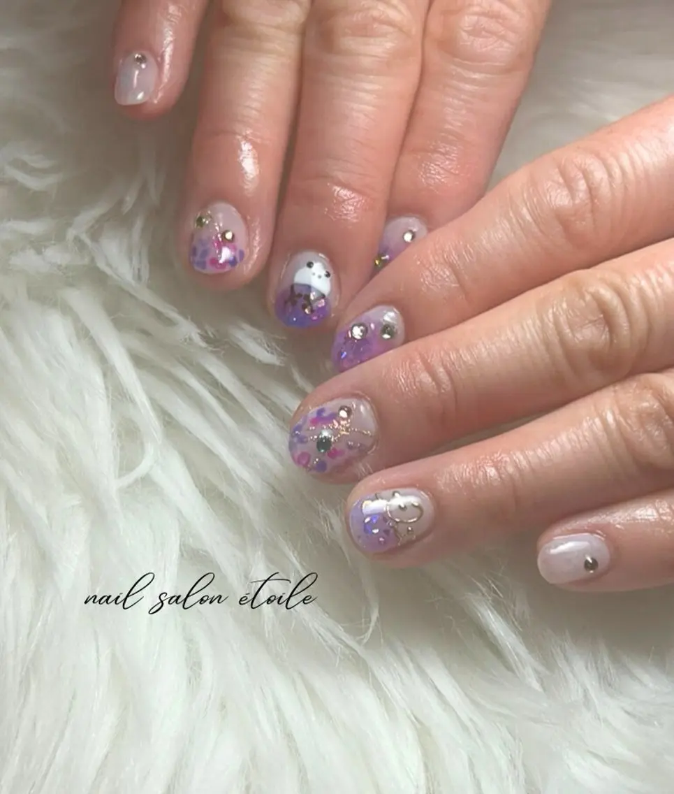ネイル ブルー パープル ハンドネイル nail salon étoileのネイルデザイン