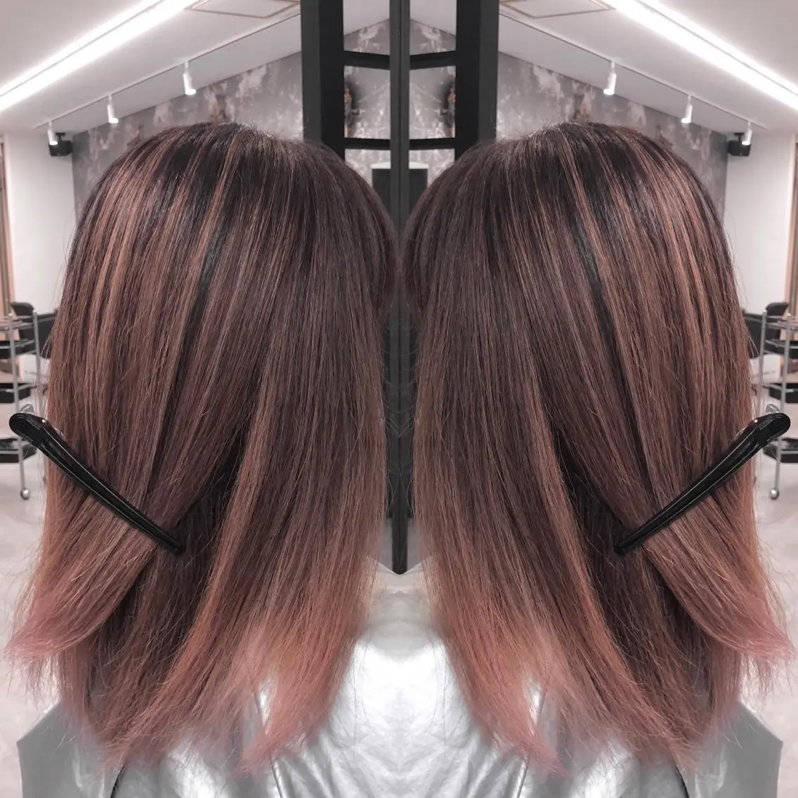ミディアム カラー ヘアアレンジ バレイヤージュ デザインカラー ハイライトカラー 外国人風カラー ハイライト アンドウ ユウ/ レイヤーカット/韓国のヘアスタイル
