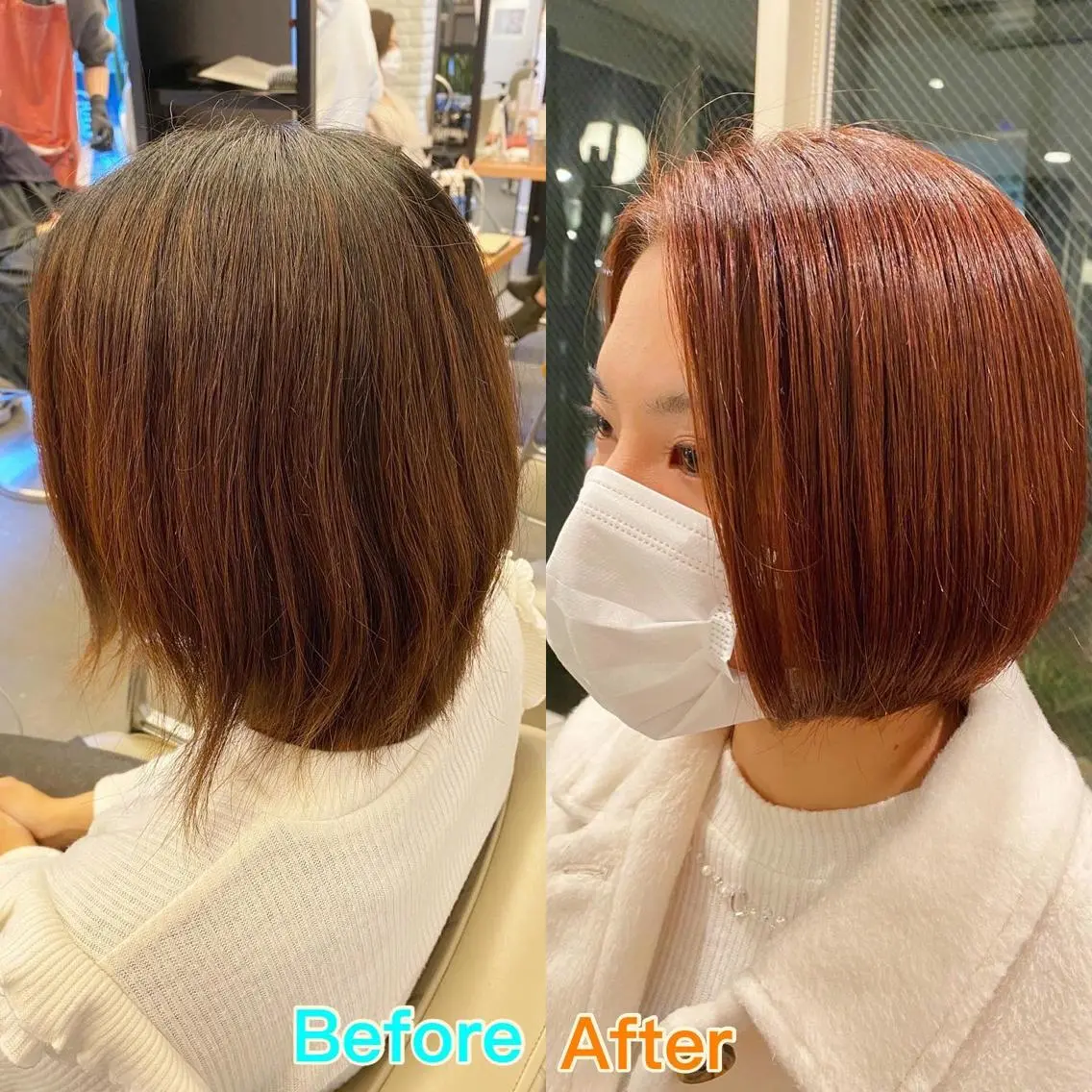 ショート カラー オレンジ ボブ 透明感カラー🌿 グレージュ🐺陽介のヘアスタイル